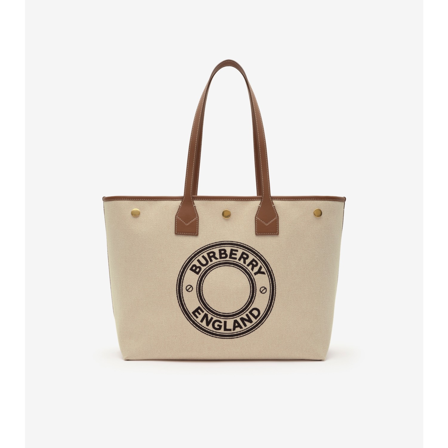 Medium Logo Graphic Canvas Tote in Dark wheat - Women | Burberry® Official
