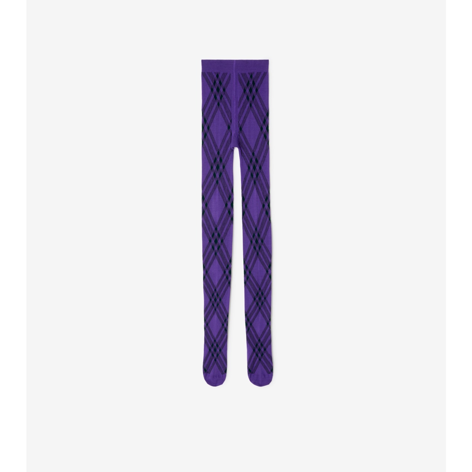 Check Stretch Wool Tights in Royal/vine | Burberry® Official
