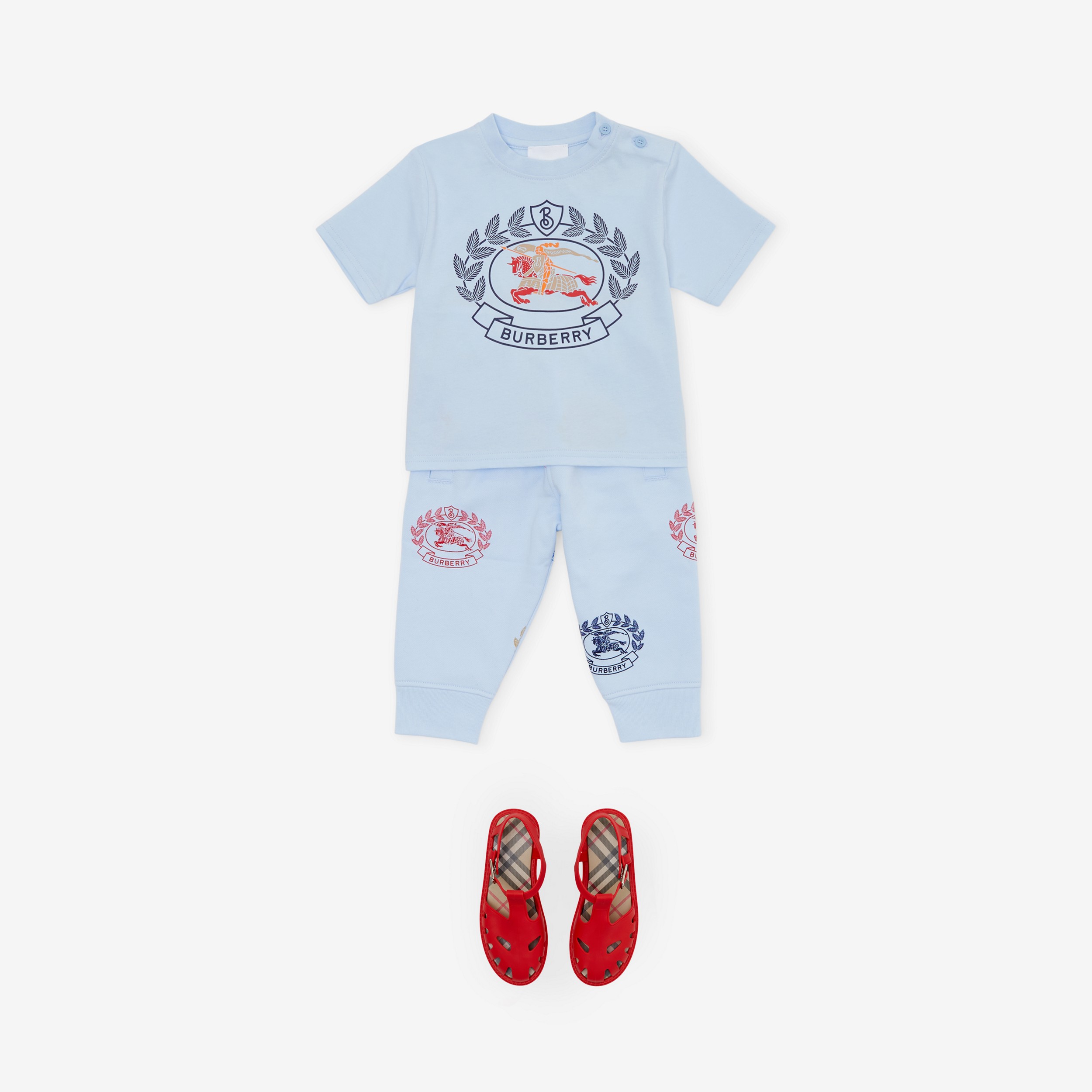 Camiseta en algodón con emblema Equestrian Knight (Azul Pálido) - Niños | Burberry® oficial - 3