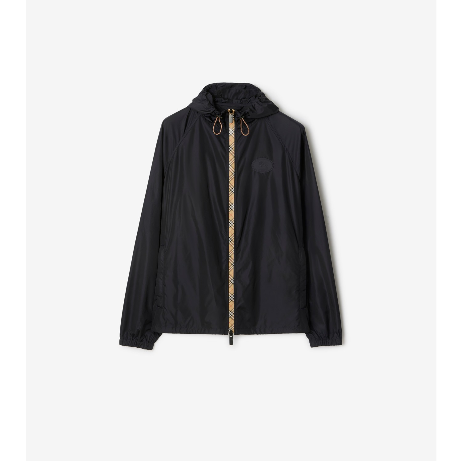 Chaqueta en nailon con capucha y cinta Check