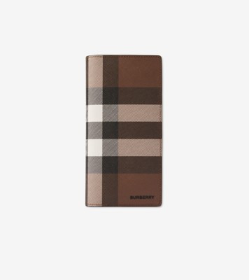 Check and Leather Continental Wallet in Dark birch brown - Men, Canvas |  Burberry® Official