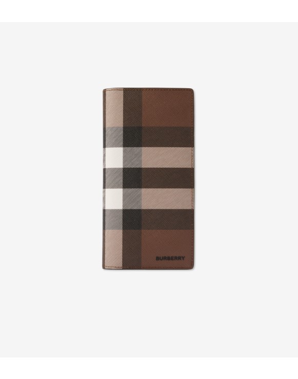 Check and Leather Continental Wallet