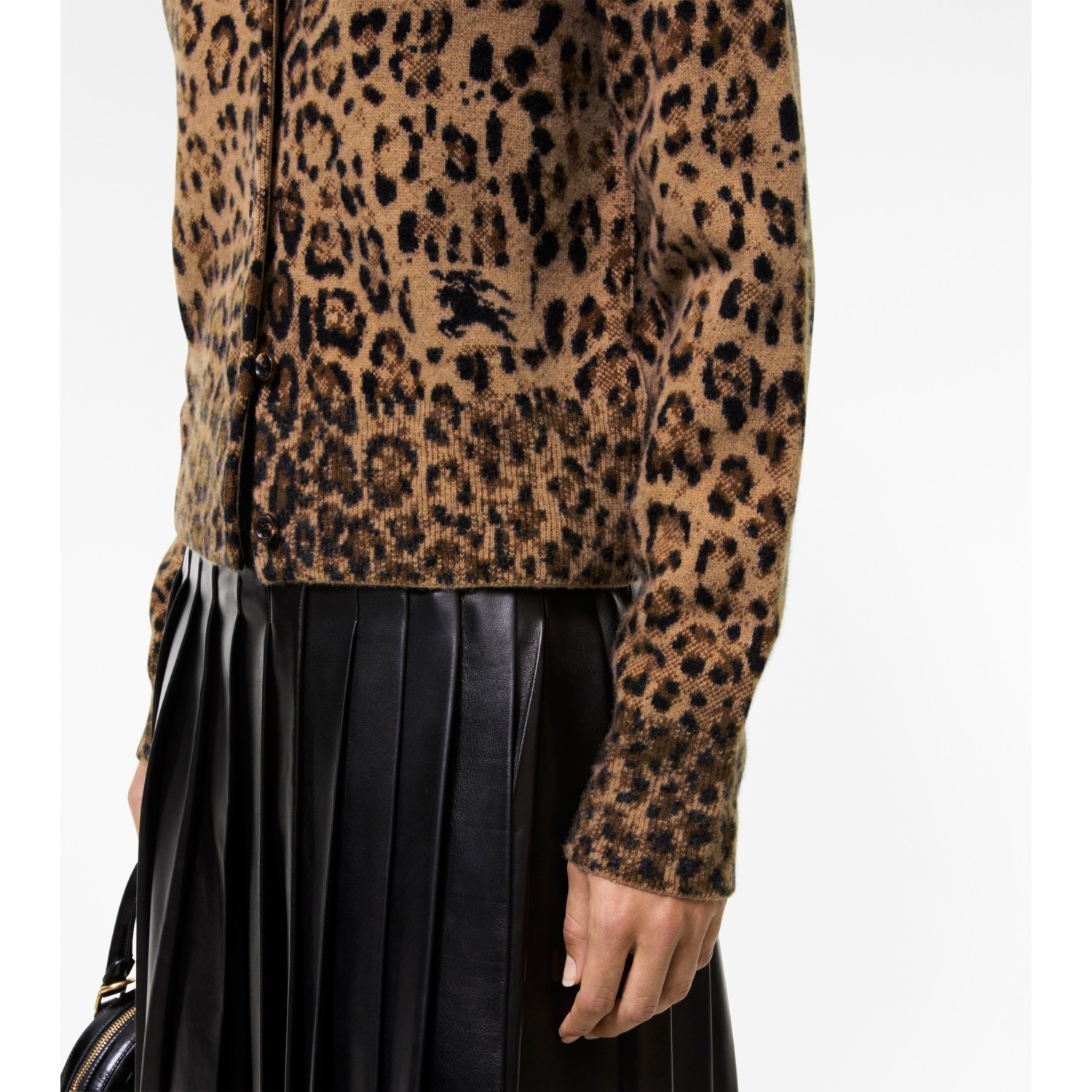 Leopard Jacquard Wool Cashmere Cardigan - thumbnail 3