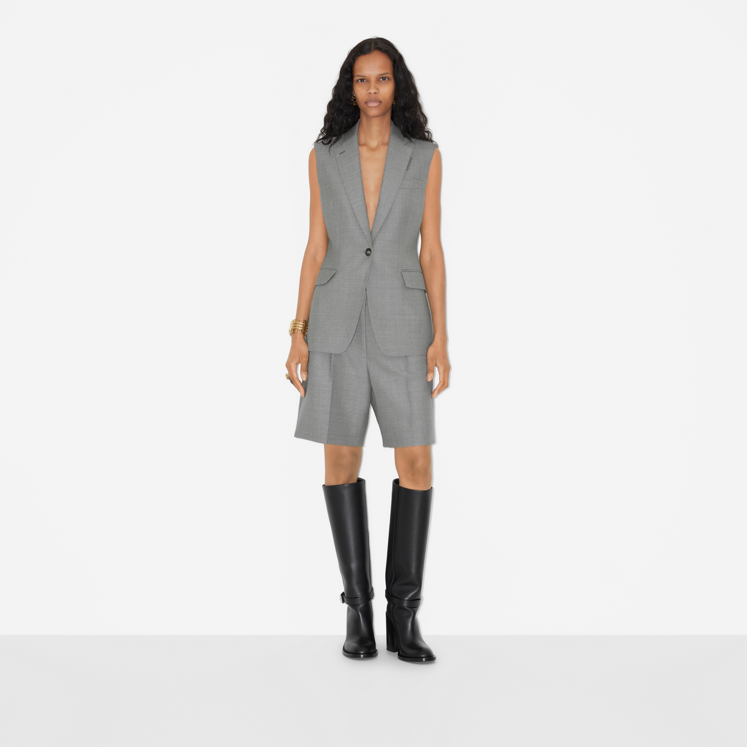 Pantalones cortos de vestir en lana (Mezcla  Gris Claro) - Mujer | Burberry® oficial - 2