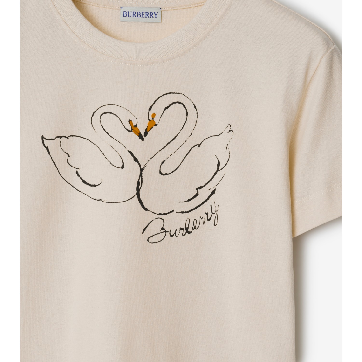 Kastiges Baumwoll-T-Shirt mit Schwanenmotiv