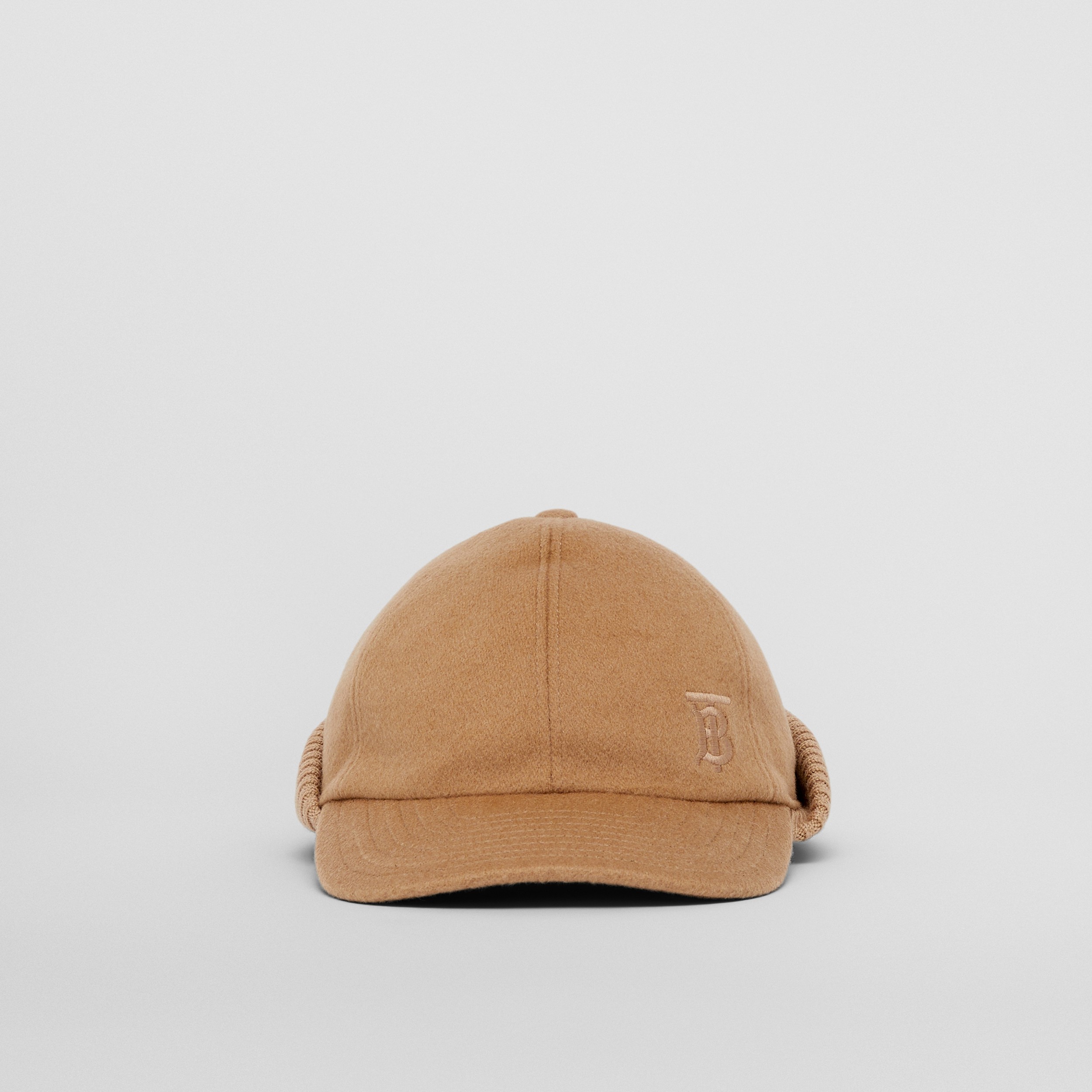 Monogram Motif Reconstructed Cashmere Baseball Cap in Camel | Burberry® Official - 1