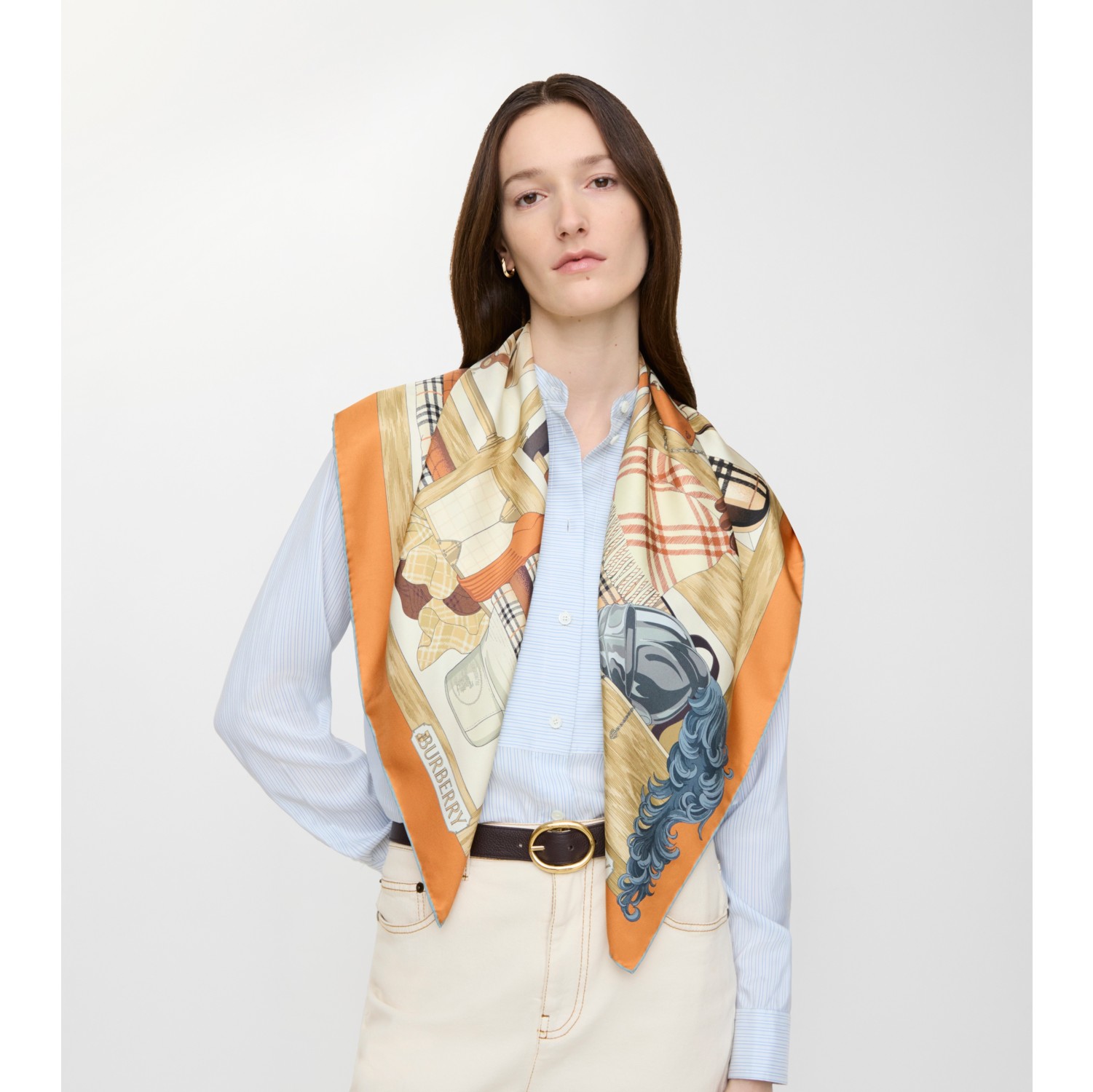 BURBERRYアンサンブル Wardrobe Silk Scarf in Pumpkin orange | Burberry® Official