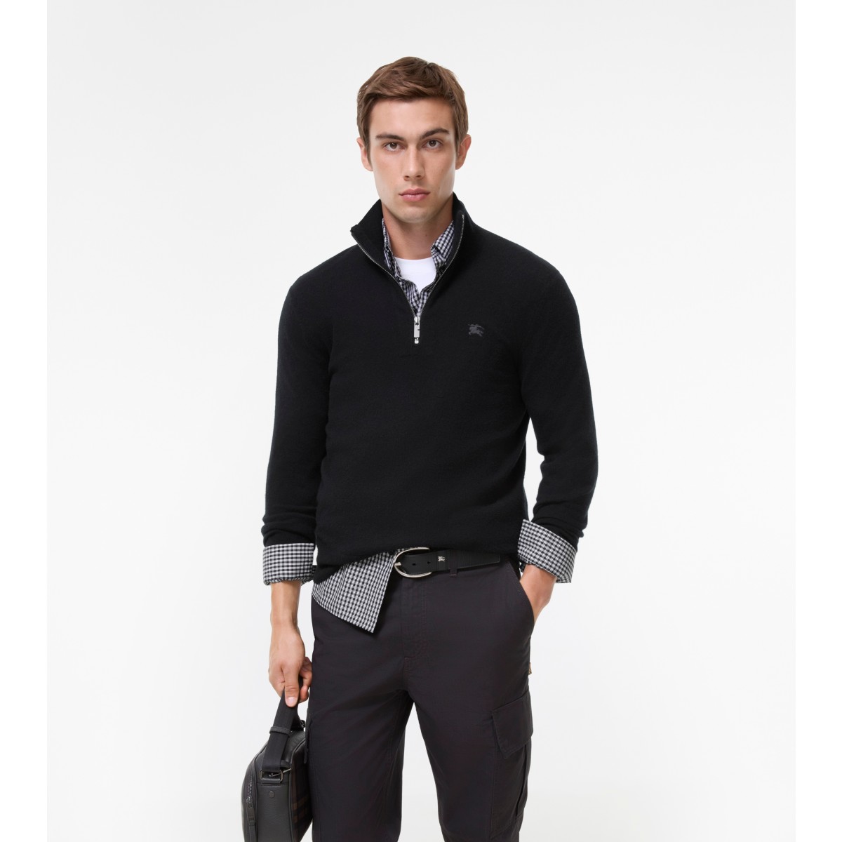  Embroidered Cashmere Blend Half-zip Sweater