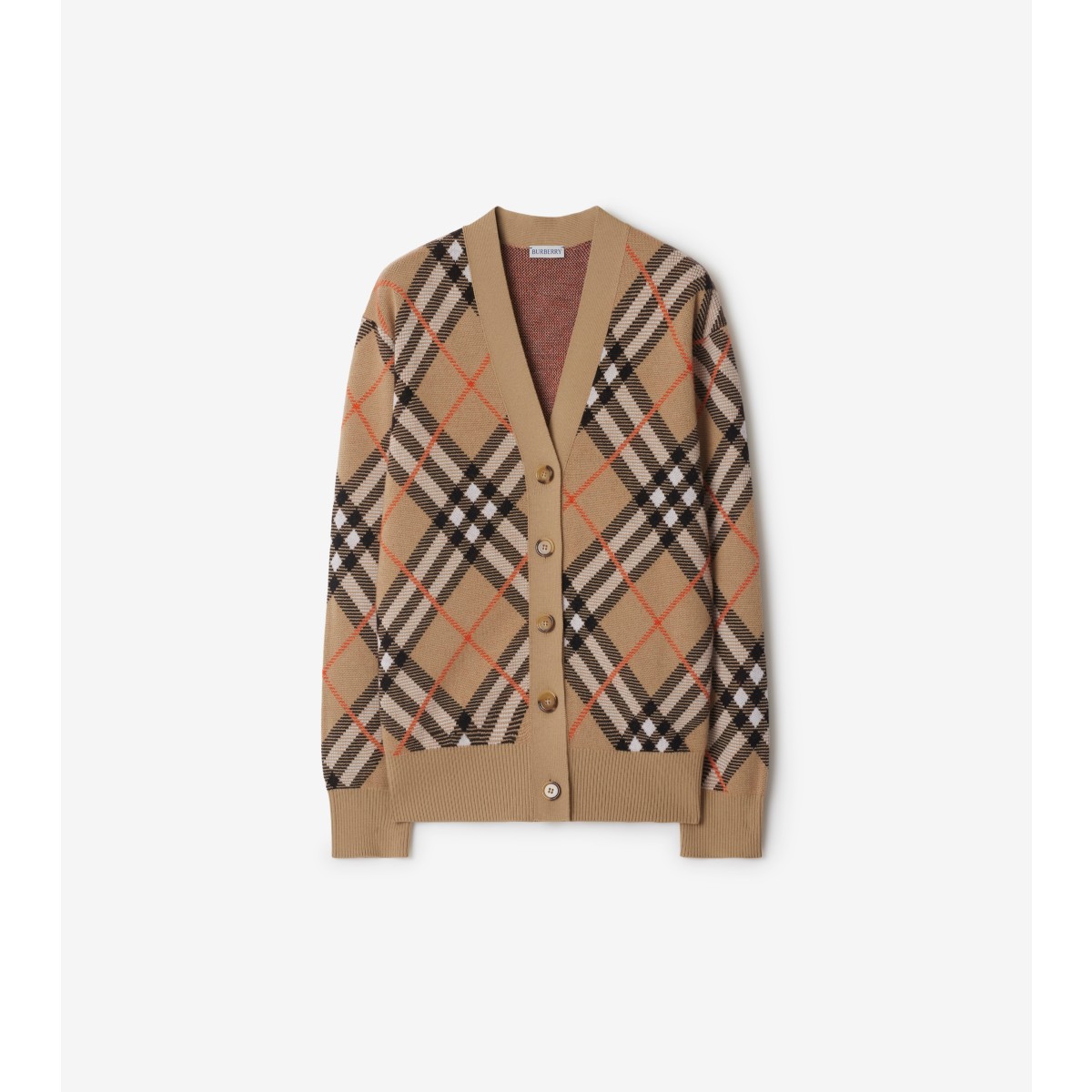  Check Wool Mohair Blend Cardigan