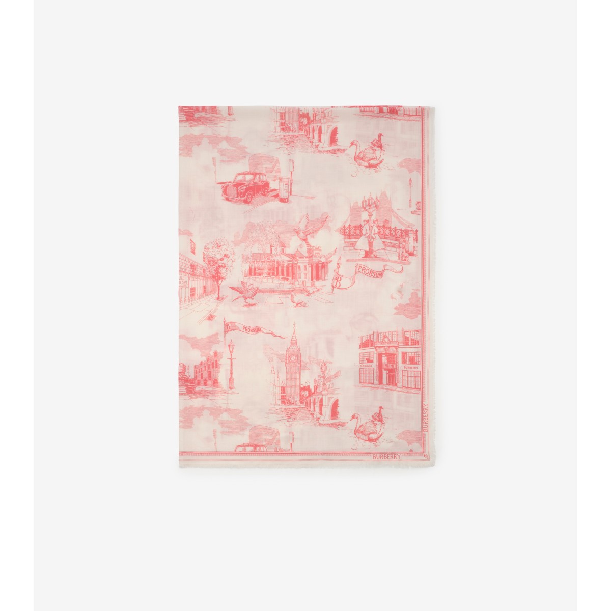  Printed London Landmarks Wool Silk Scarf