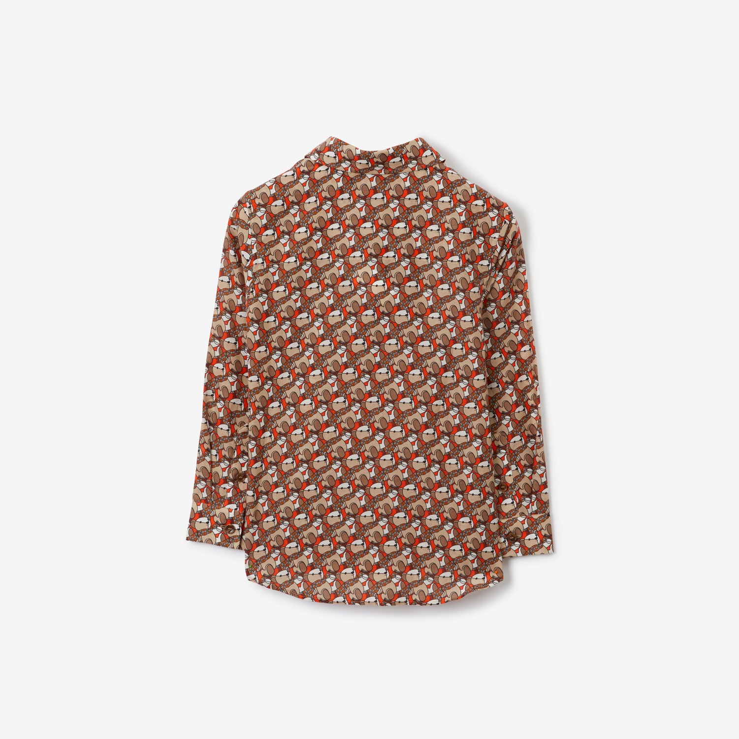 Thomas Bear Print Cotton Silk Shirt in Scarlet Orange | Burberry® Official