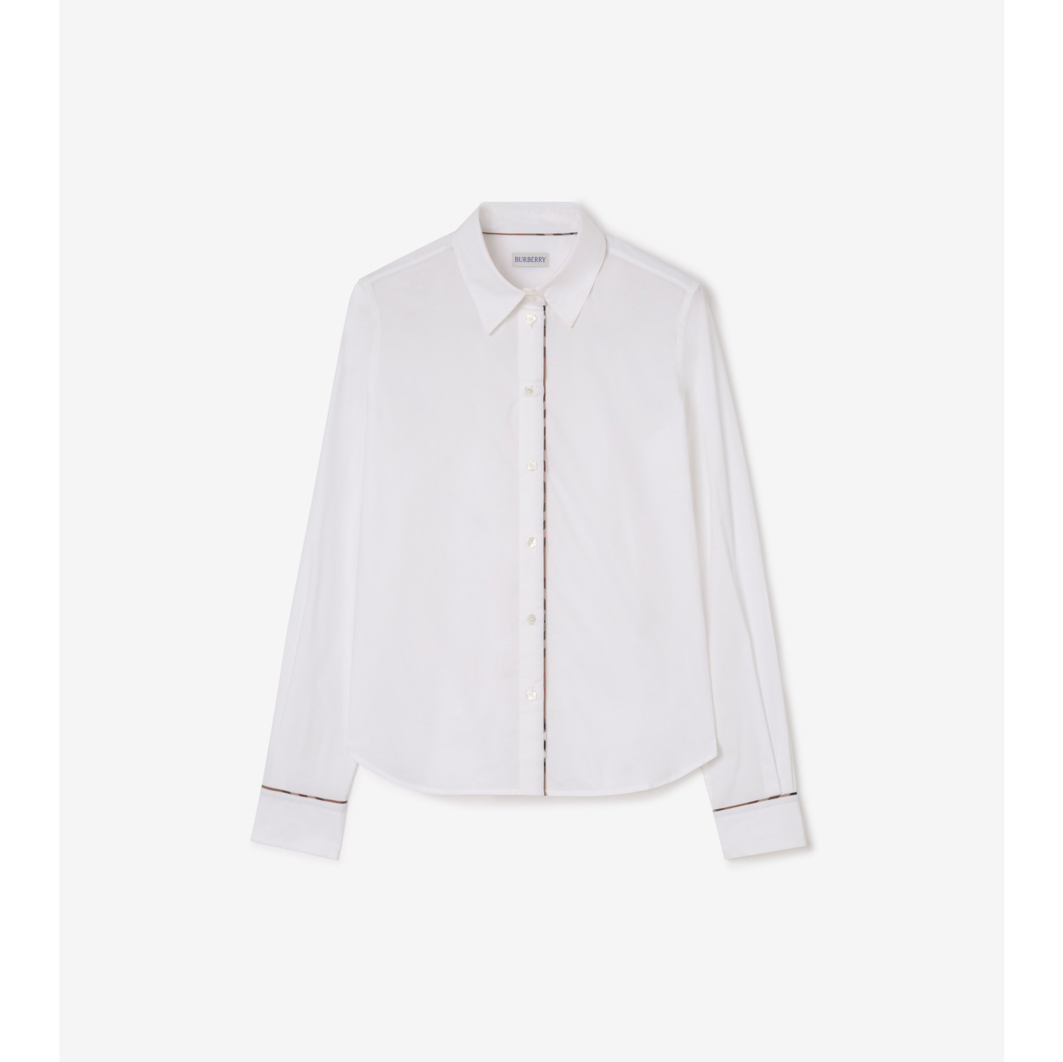 Check Trim Cotton Shirt