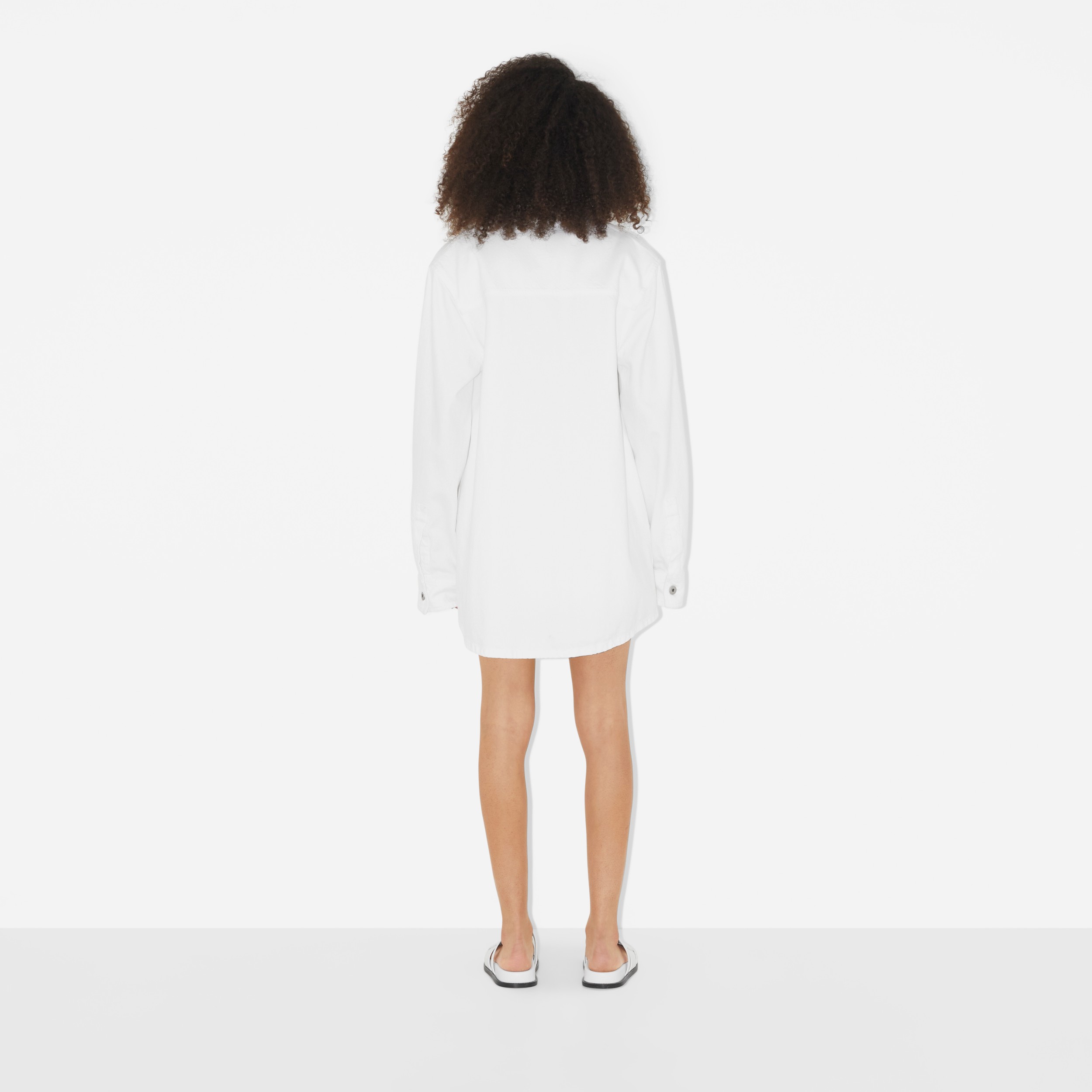 Embroidered EKD Denim Mini Skirt in White - Women | Burberry® Official - 4