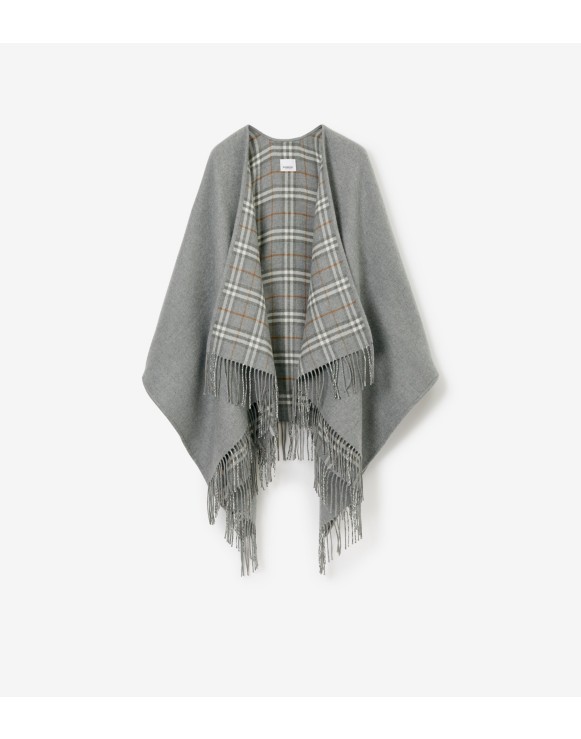 Check Wool Reversible Cape