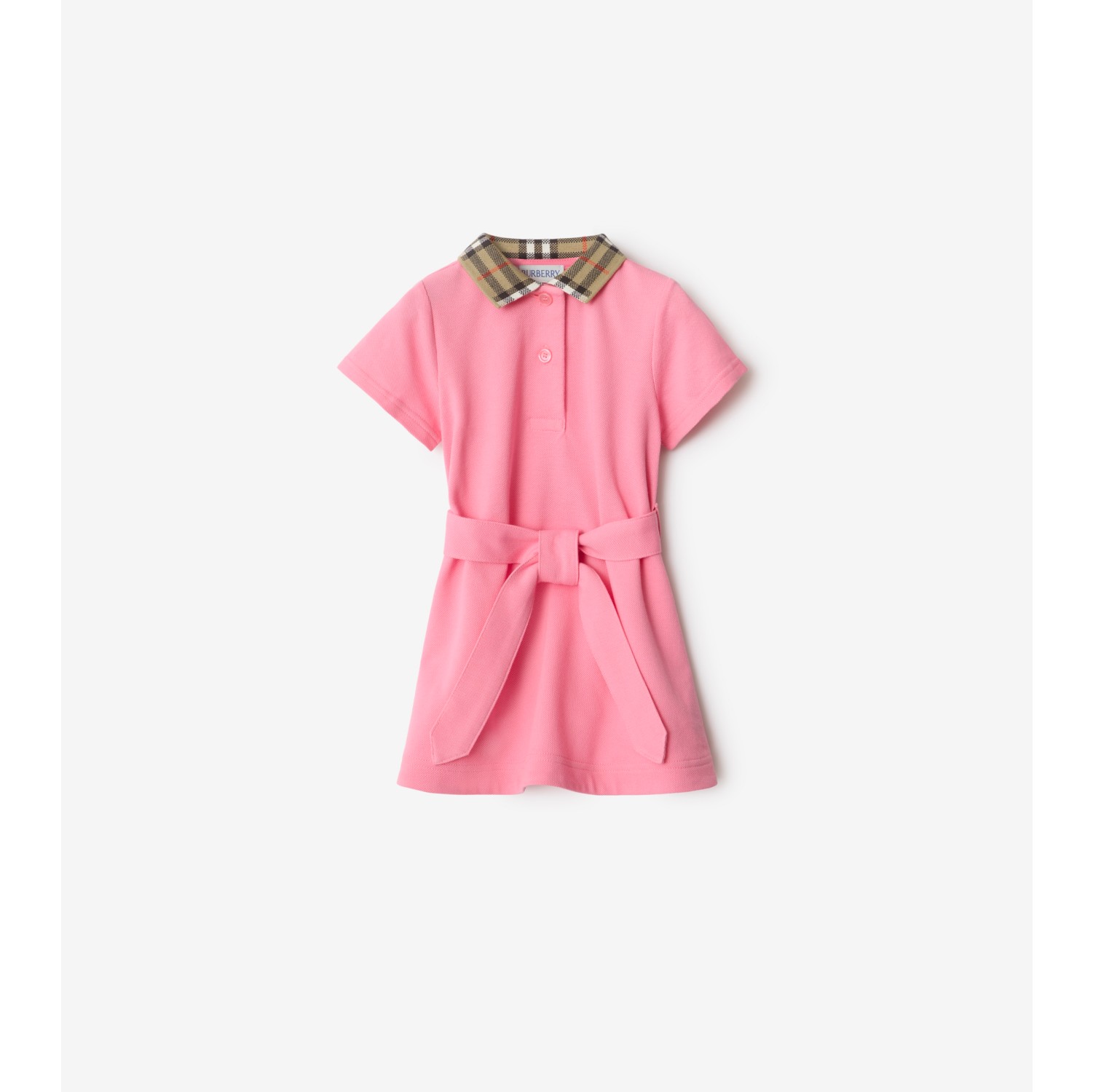 Check Collar Cotton Polo Shirt Dress