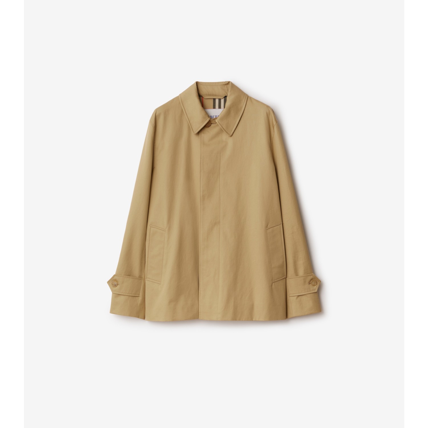 Car coat curto de gabardine