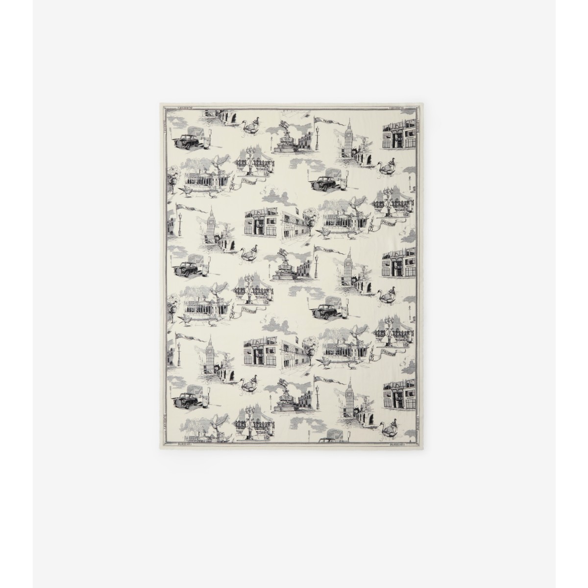 Burberry London Landmarks Wool Silk Scarf In Monochrome