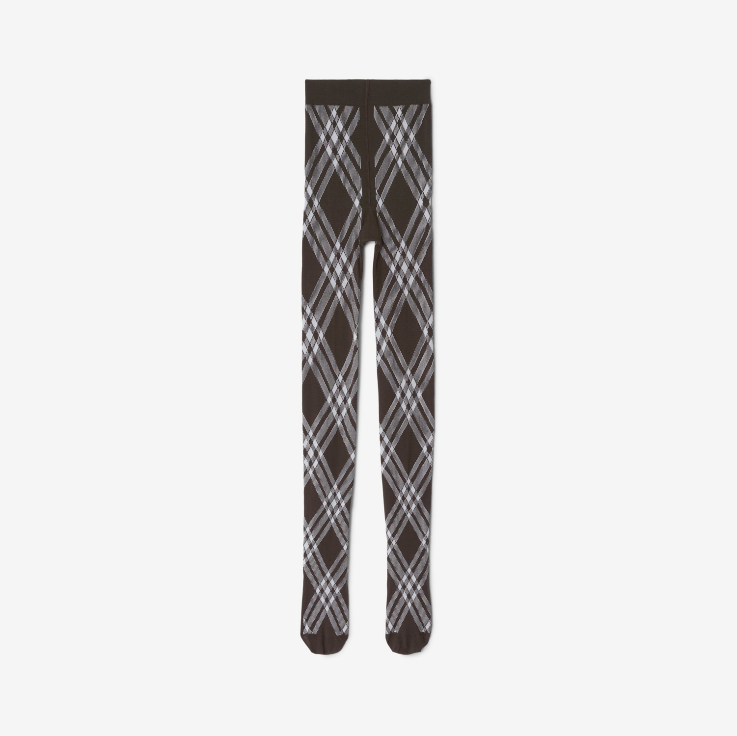 格纹羊毛混纺连裤袜 (水獭棕 / 白色) | Burberry® 博柏利官网