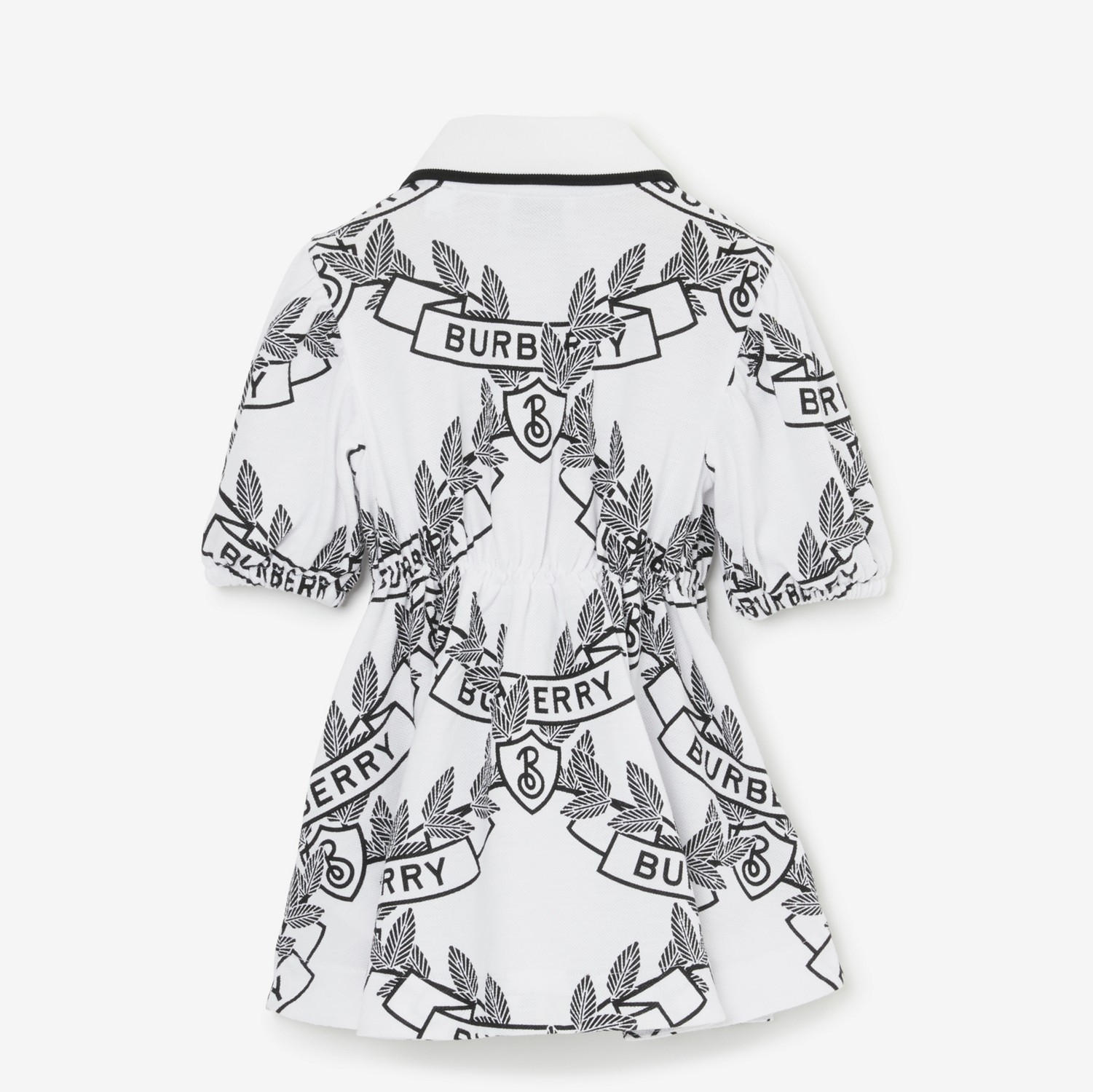 橡树叶徽章棉质连衣裙 (白色 / 黑色) - 儿童 | Burberry® 博柏利官网