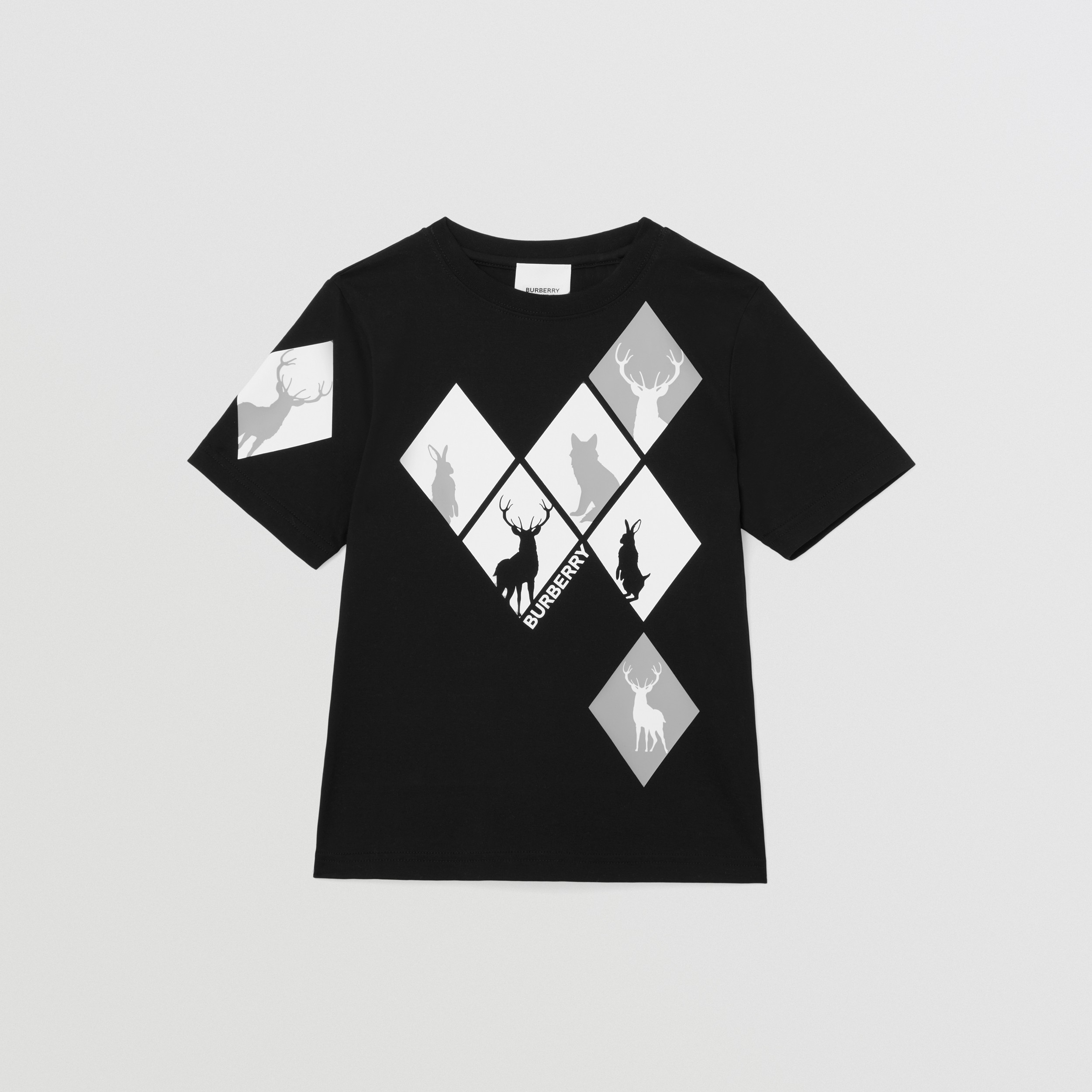 Animal Kingdom Print Cotton T-shirt in Black - Children | Burberry® Official - 1