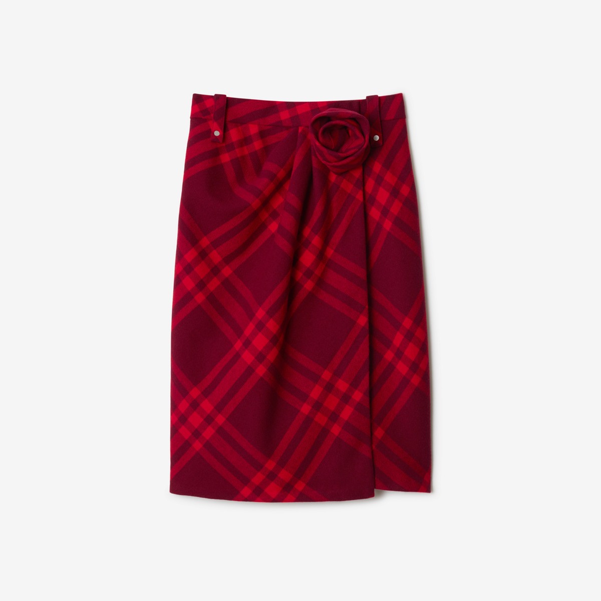 Shop Burberry Check Wool Wrap Skirt In Ripple