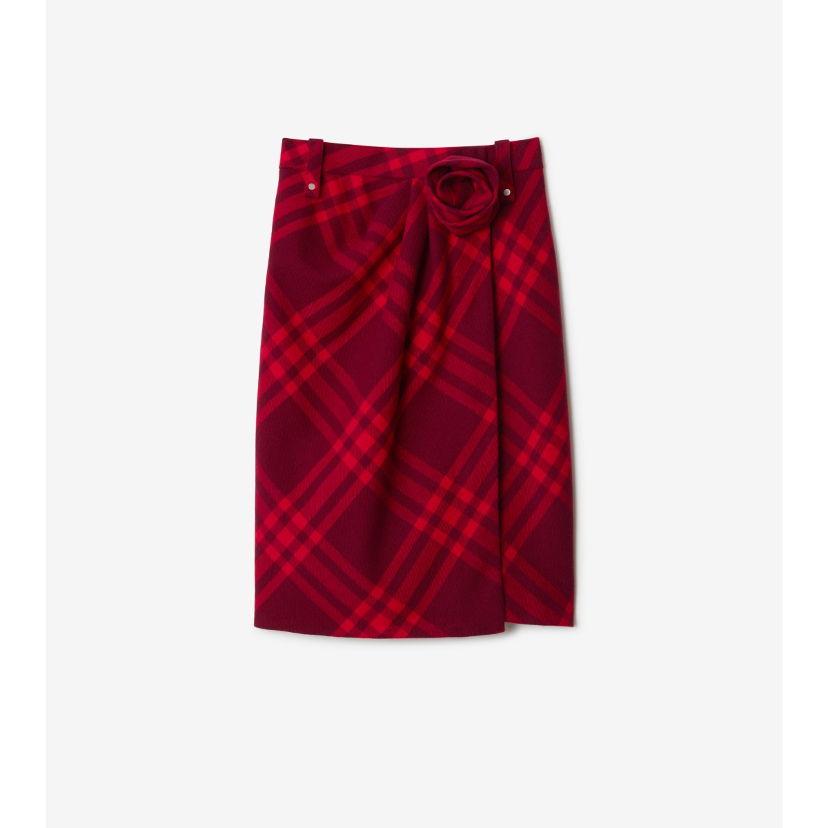 Shop Burberry Check Wool Wrap Skirt In Ripple