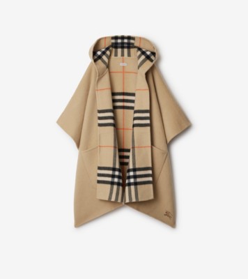 リバーシブル チェック カシミアケープ (サンド) | Burberry®公式サイト