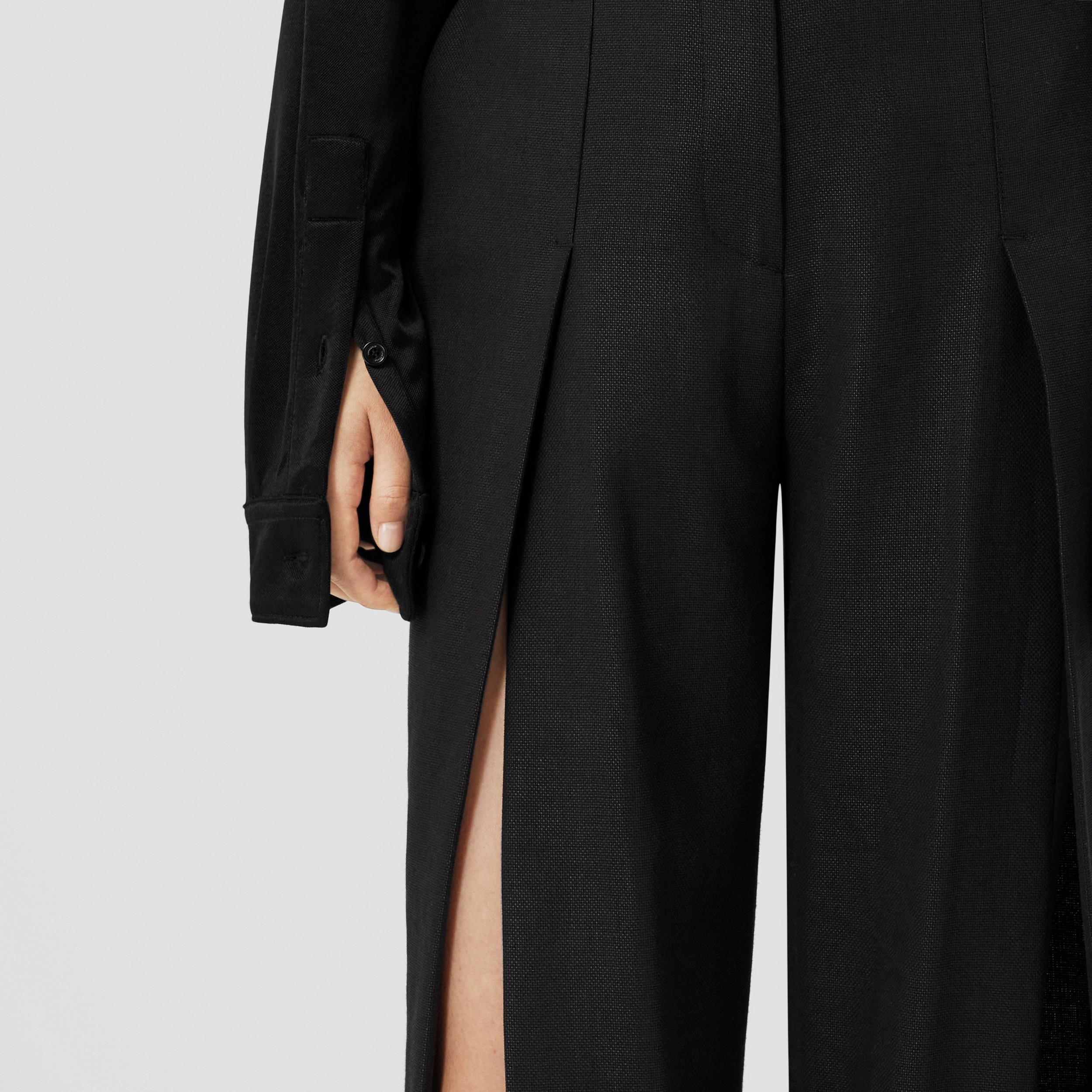 Split Detail Wool Ramie Wide-leg Trousers in Black - Women | Burberry® Official - 2