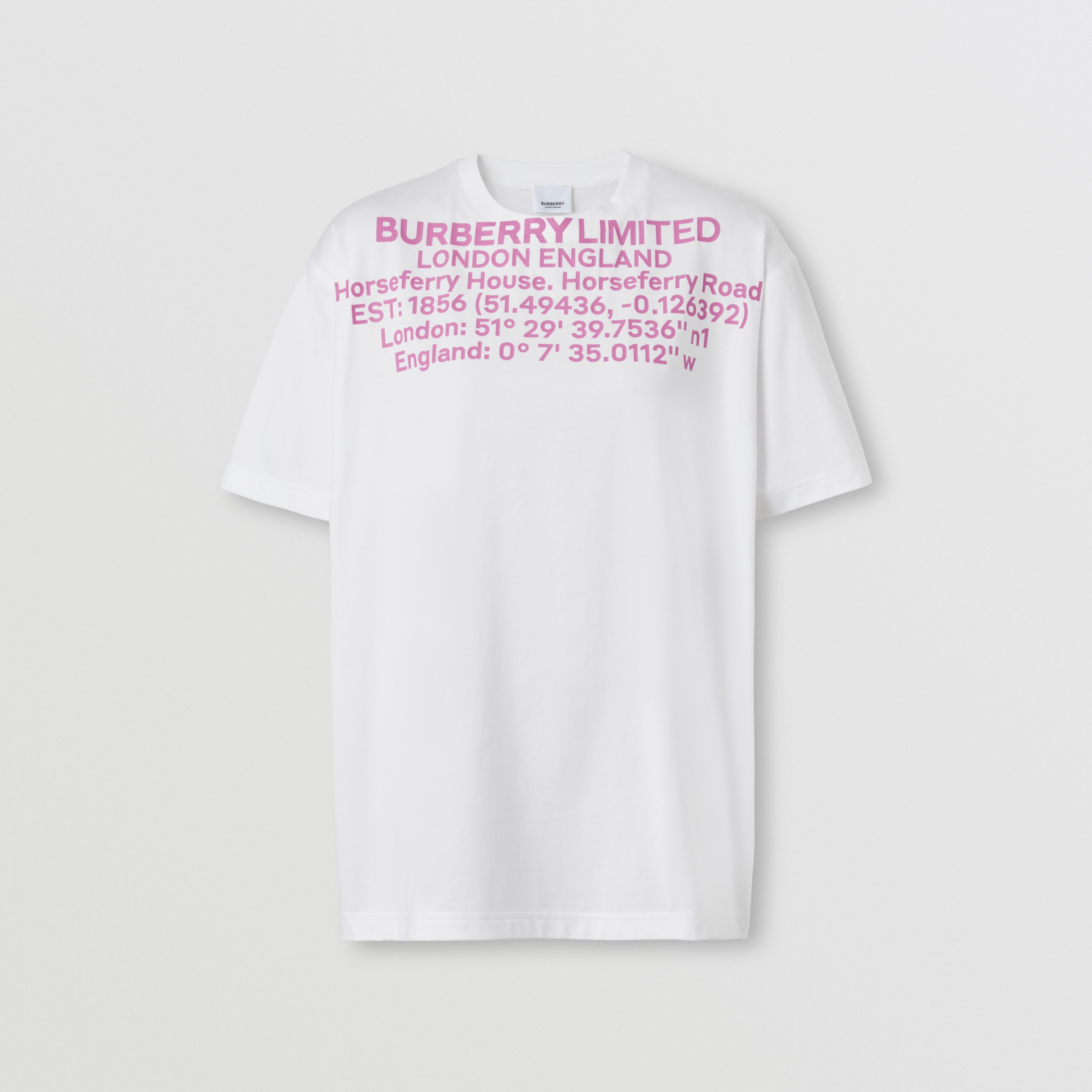 Location Print Cotton Oversized T-shirt in White - Women | Burberry® Official - 4