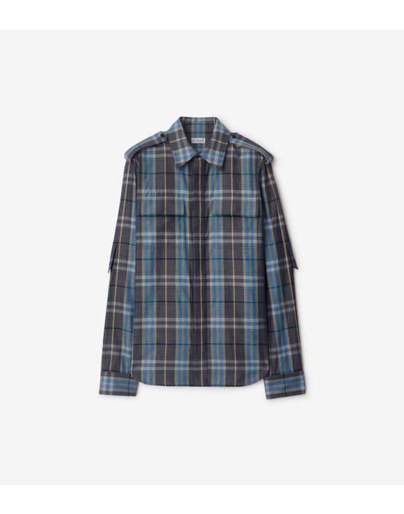 Chemise droite en coton Check