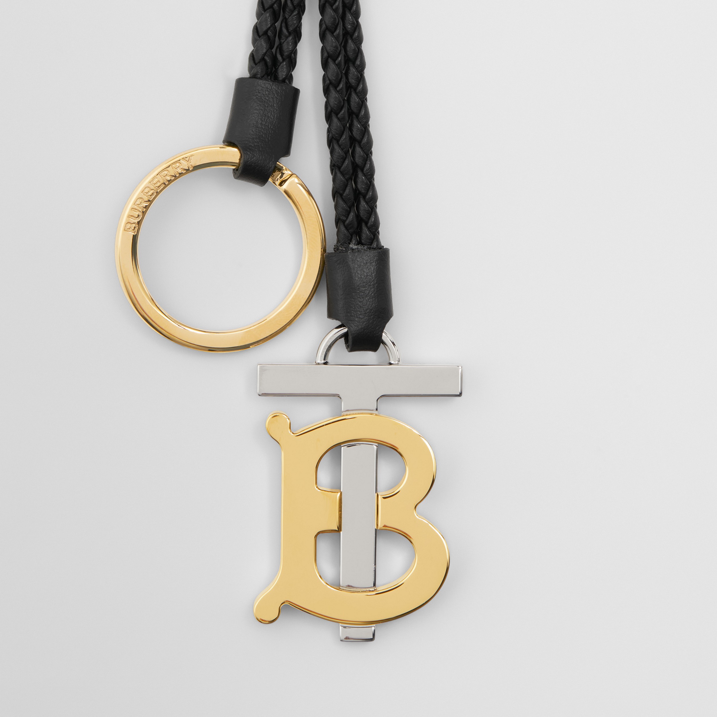 Schlüsselanhänger aus Leder mit Monogrammmotiv (Schwarz/goldfarben/palladiumfarben) - Damen | Burberry® - 2