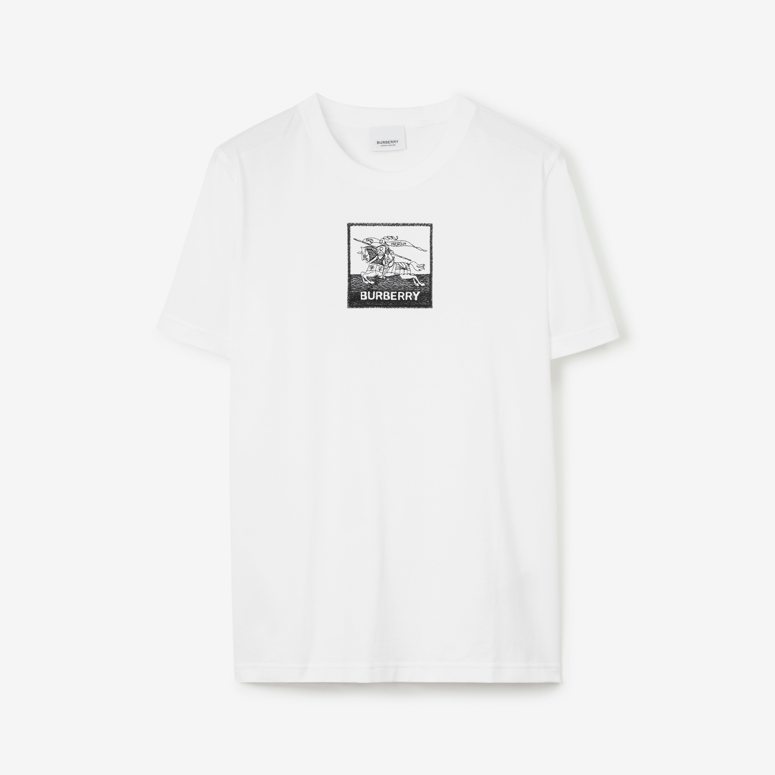 马术骑士徽标棉质 T 恤衫 (白色) - 女士 | Burberry® 博柏利官网 - 1