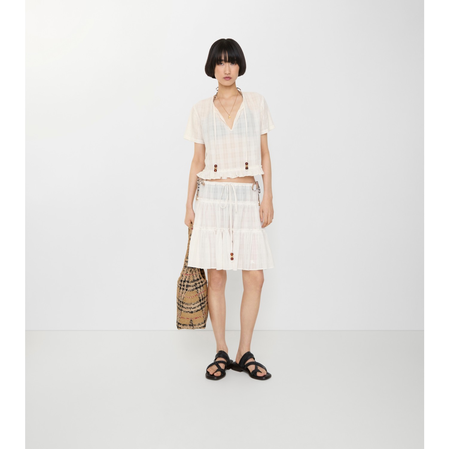 Check Cotton Voile Skirt