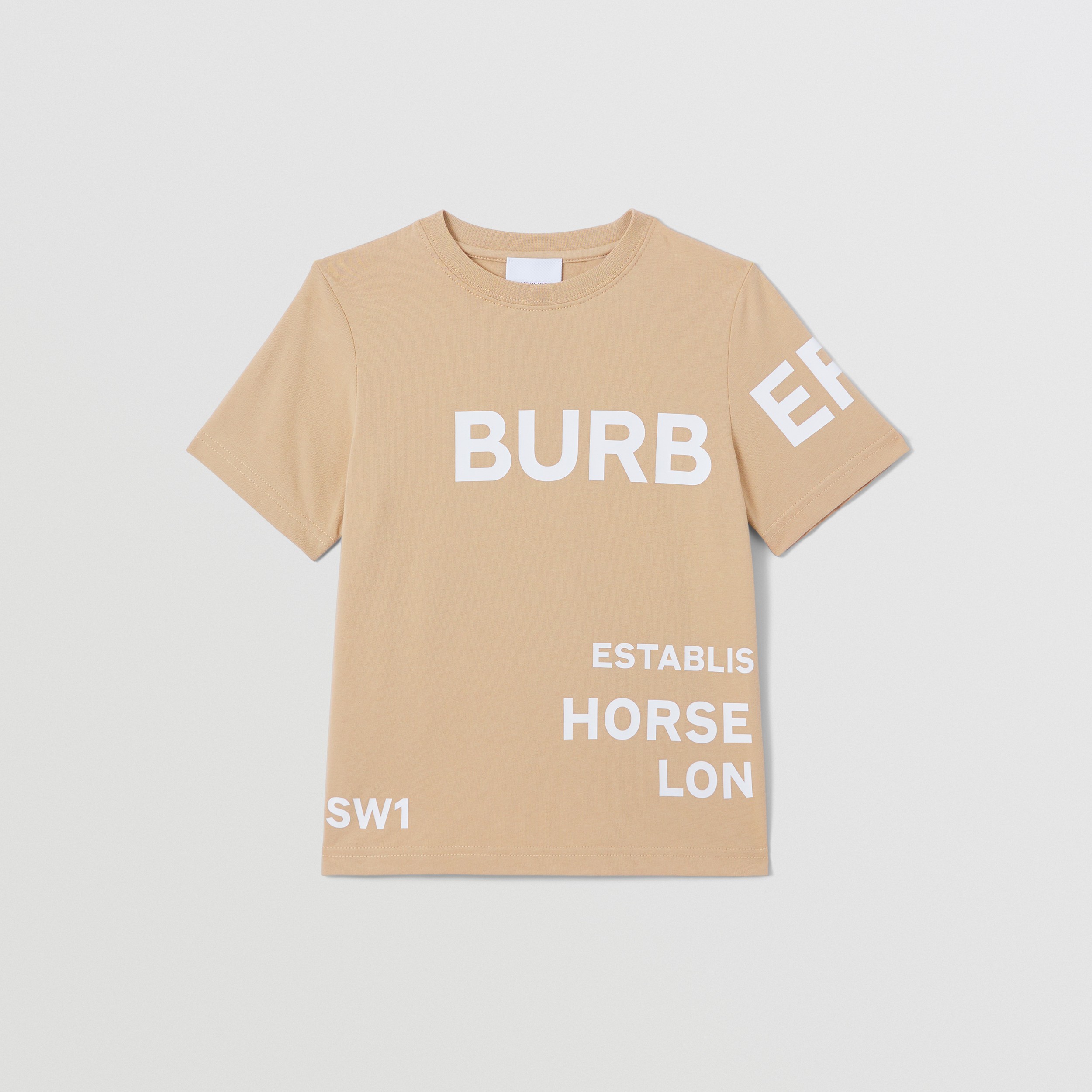 Horseferry Print Cotton T-shirt in Archive Beige | Burberry® Official - 1