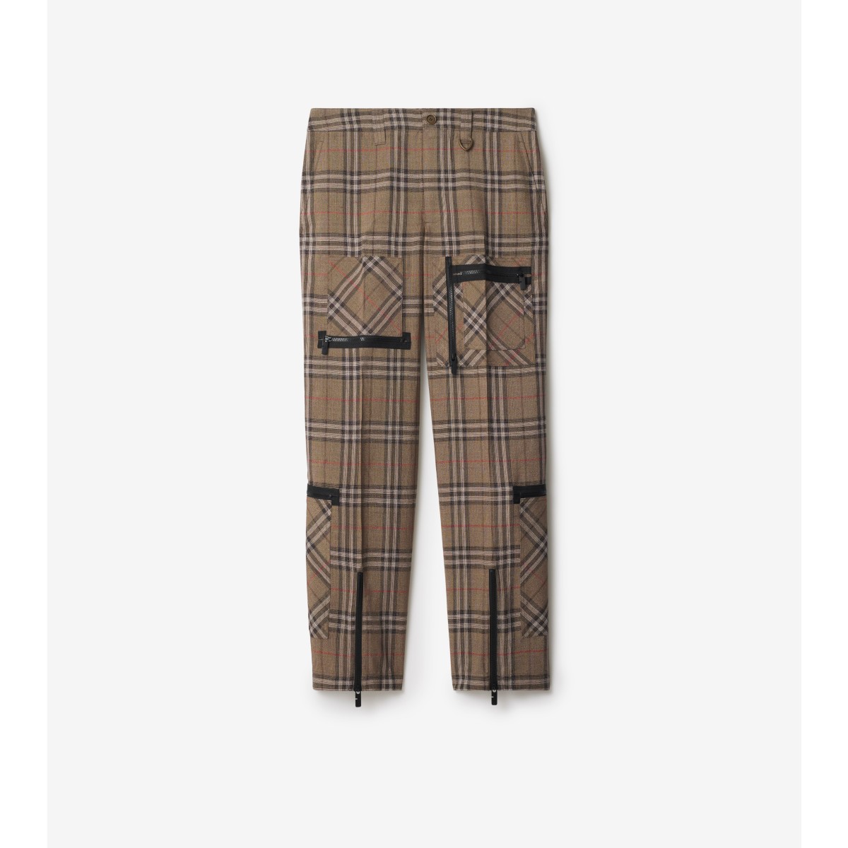 Burberry Cargo Pants Check Pattern In Silk Blend In Brush
