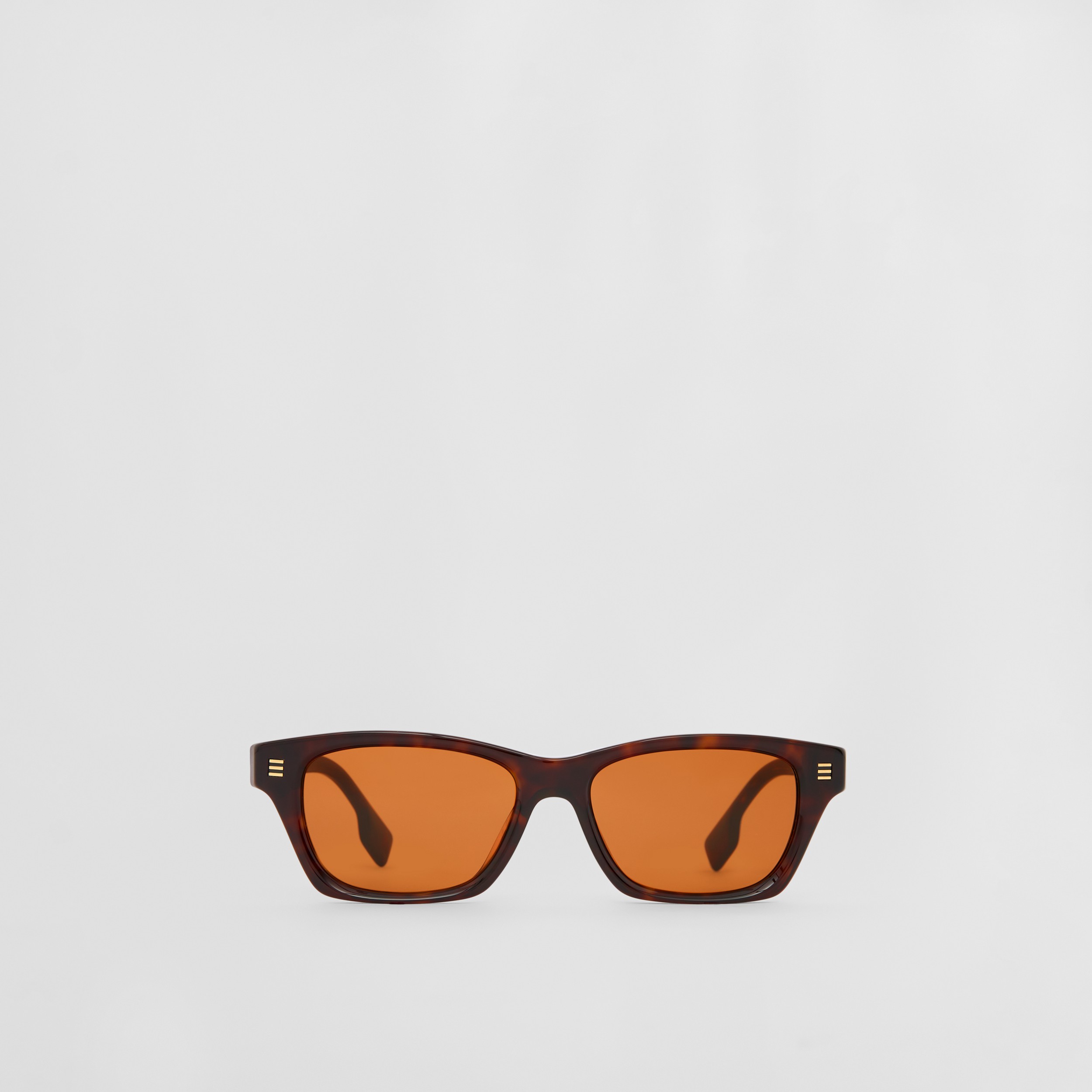 Logo Detail Rectangular Frame Sunglasses in Dark Tortoiseshell - Men | Burberry® Official - 1