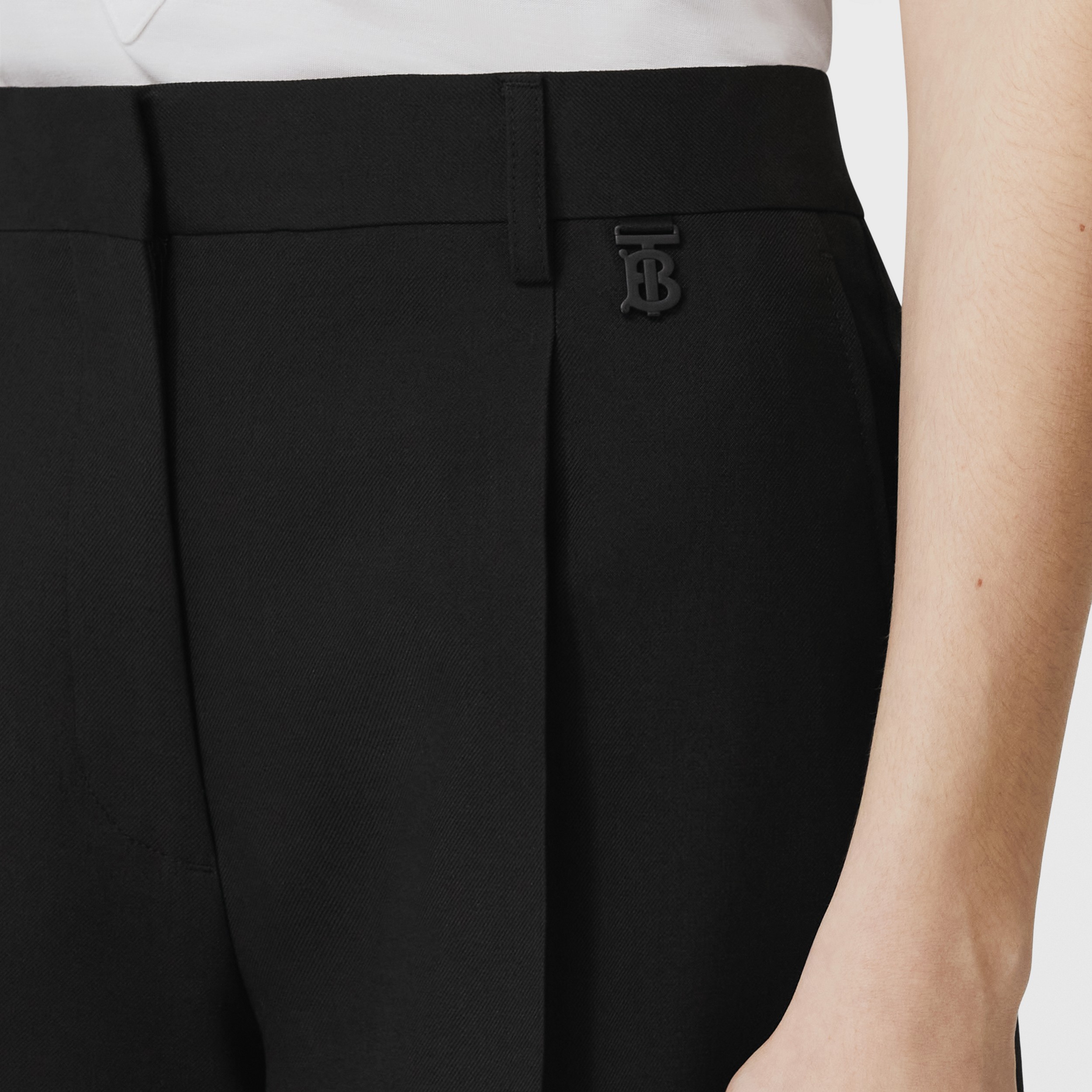 Monogram Motif Wool Tailored Shorts in Black - Women | Burberry® Official - 2