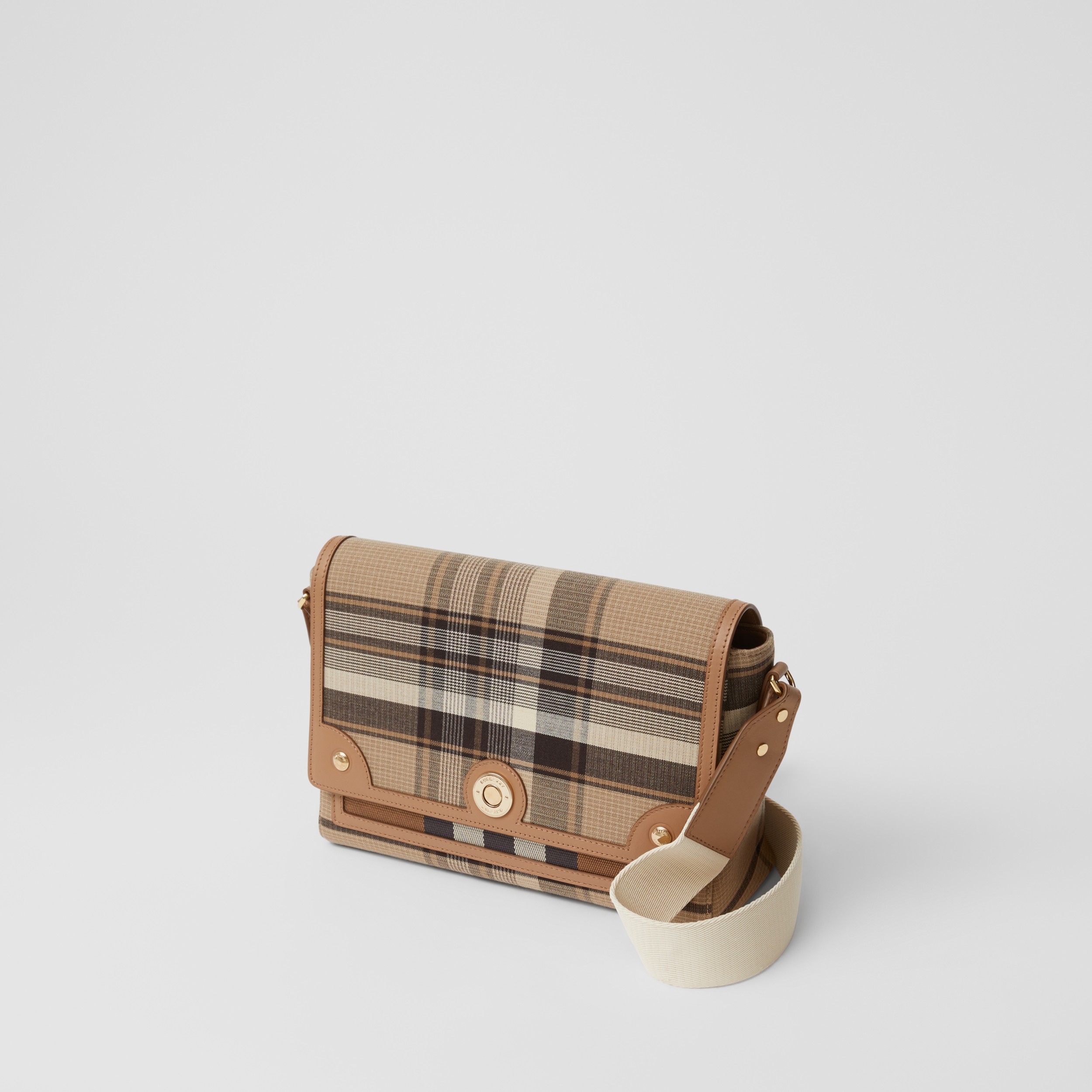 Tartan Wool Note Crossbody Bag in Light Fawn Women Burberry United States