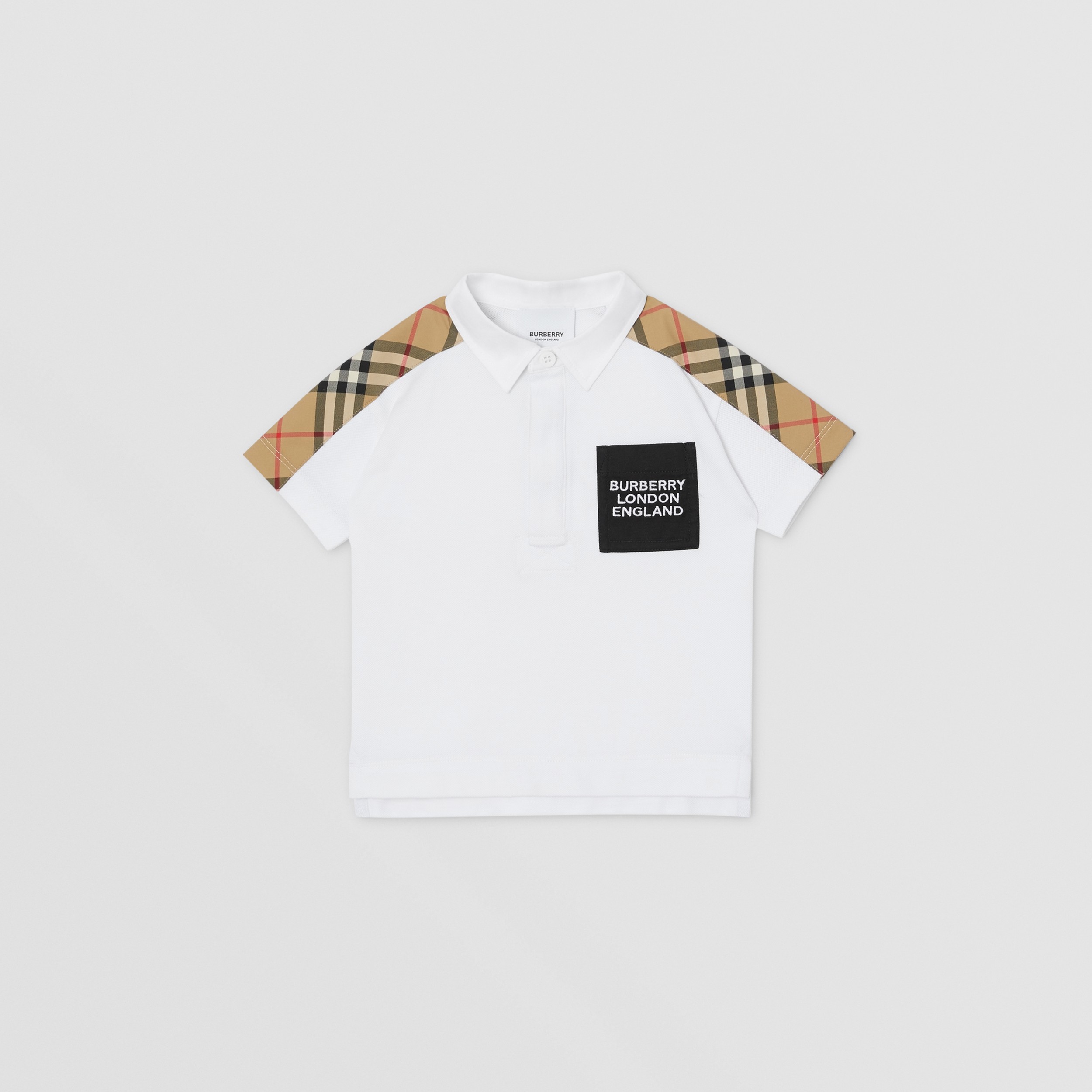 Poloshirt aus Baumwollpiqué mit Vintage Check-Panels (Weiß) - Kinder | Burberry® - 1