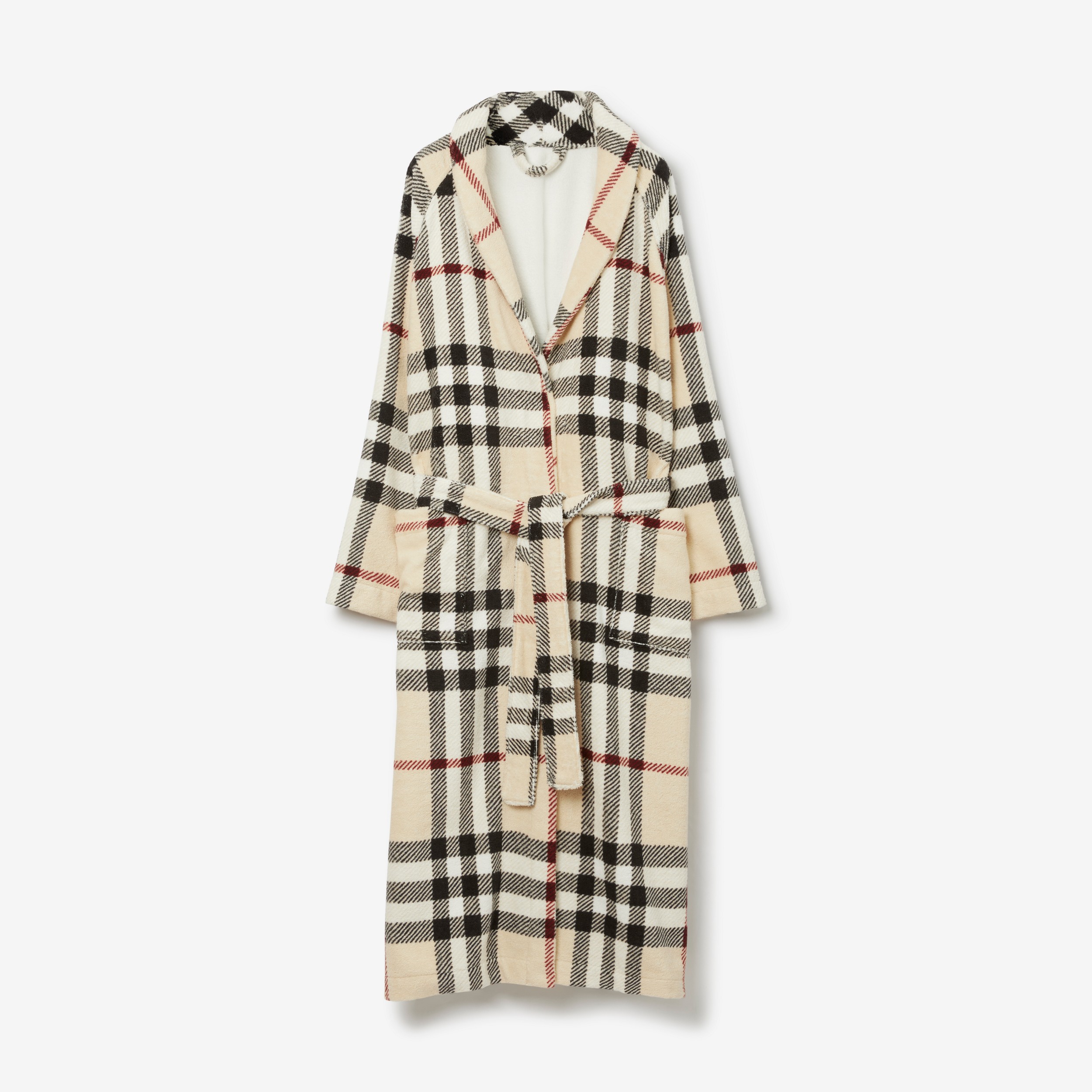 Check Cotton Robe in Stone | Burberry® Official - 1