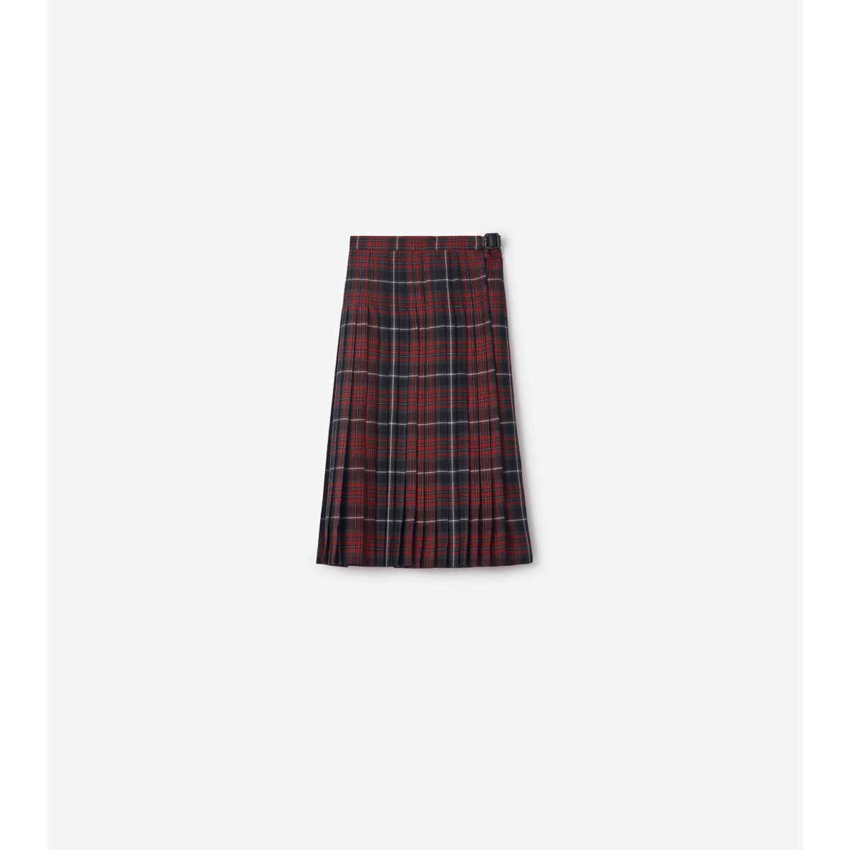 Burberry Check Wool Blend Midi Kilt In Burgundy