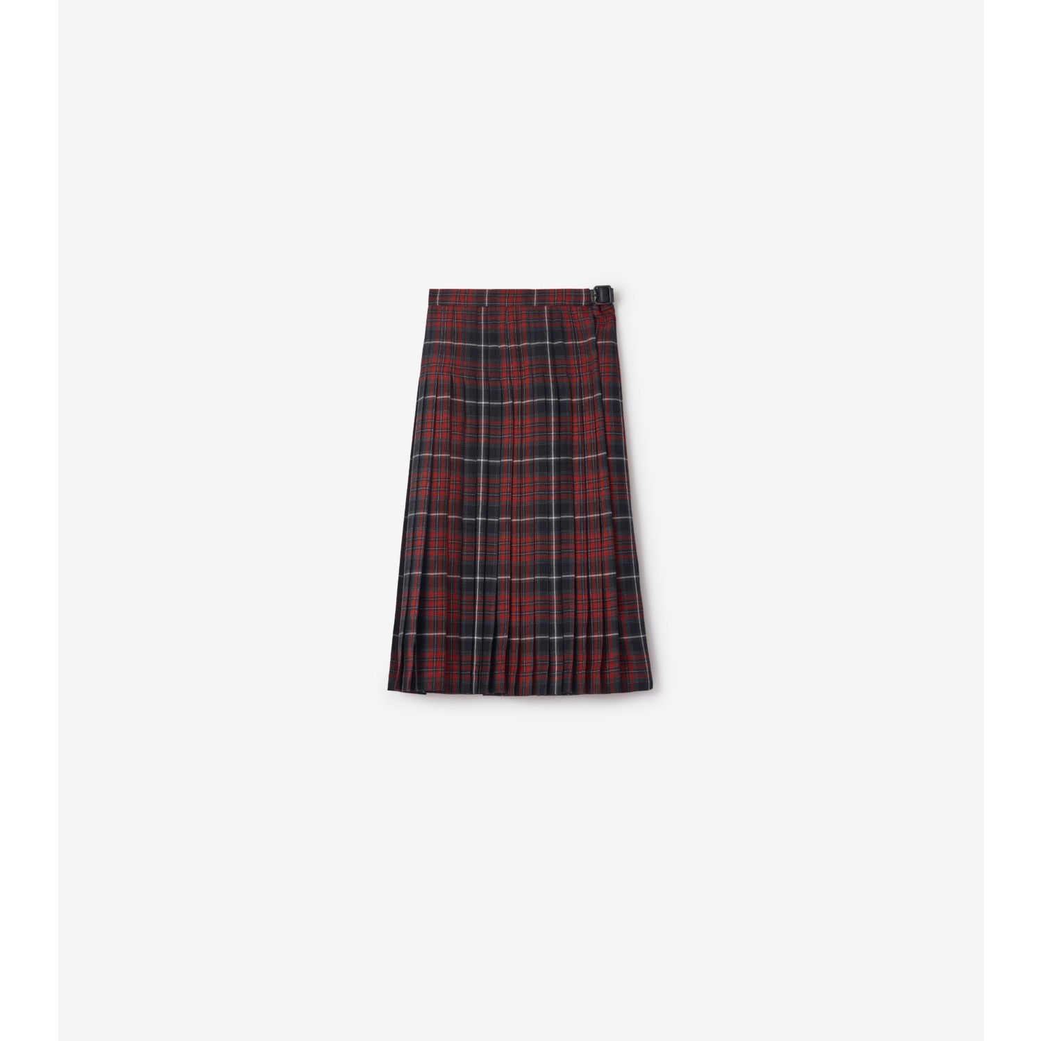 Check Wool Blend Midi Kilt