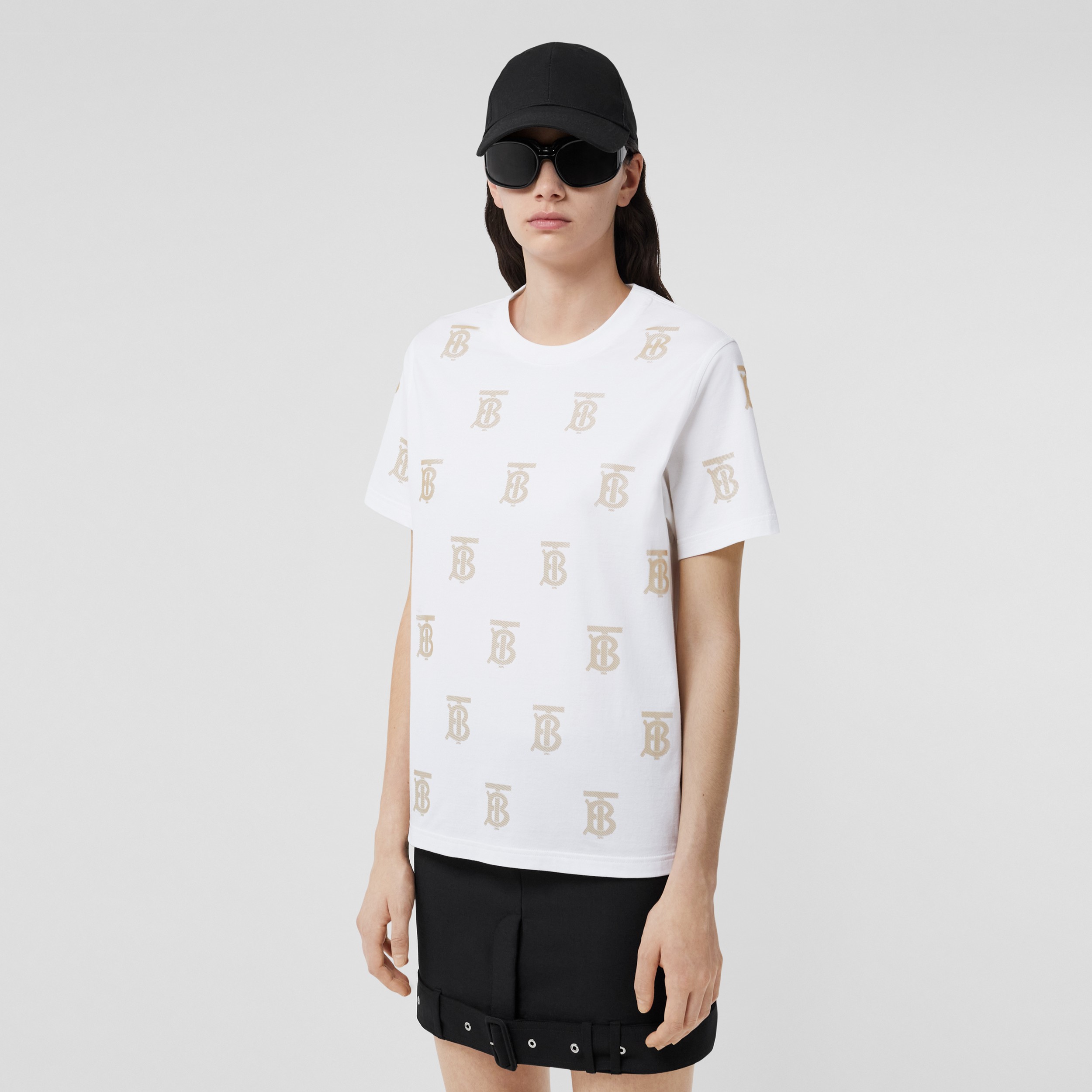 Monogram Motif Cotton T-shirt in White - Women | Burberry® Official - 1