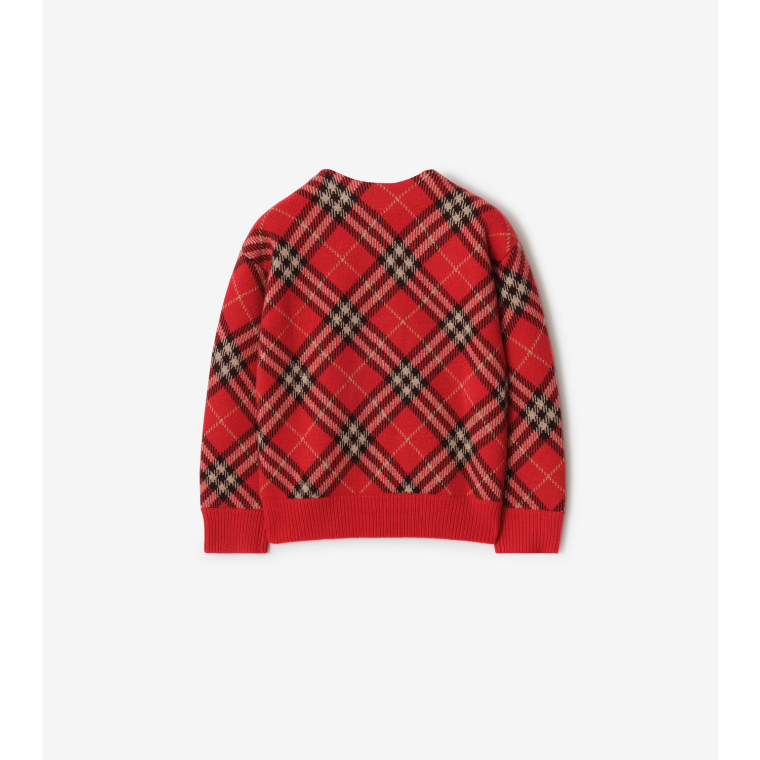 Check Wool Cardigan in Crayon red | Burberry® Official