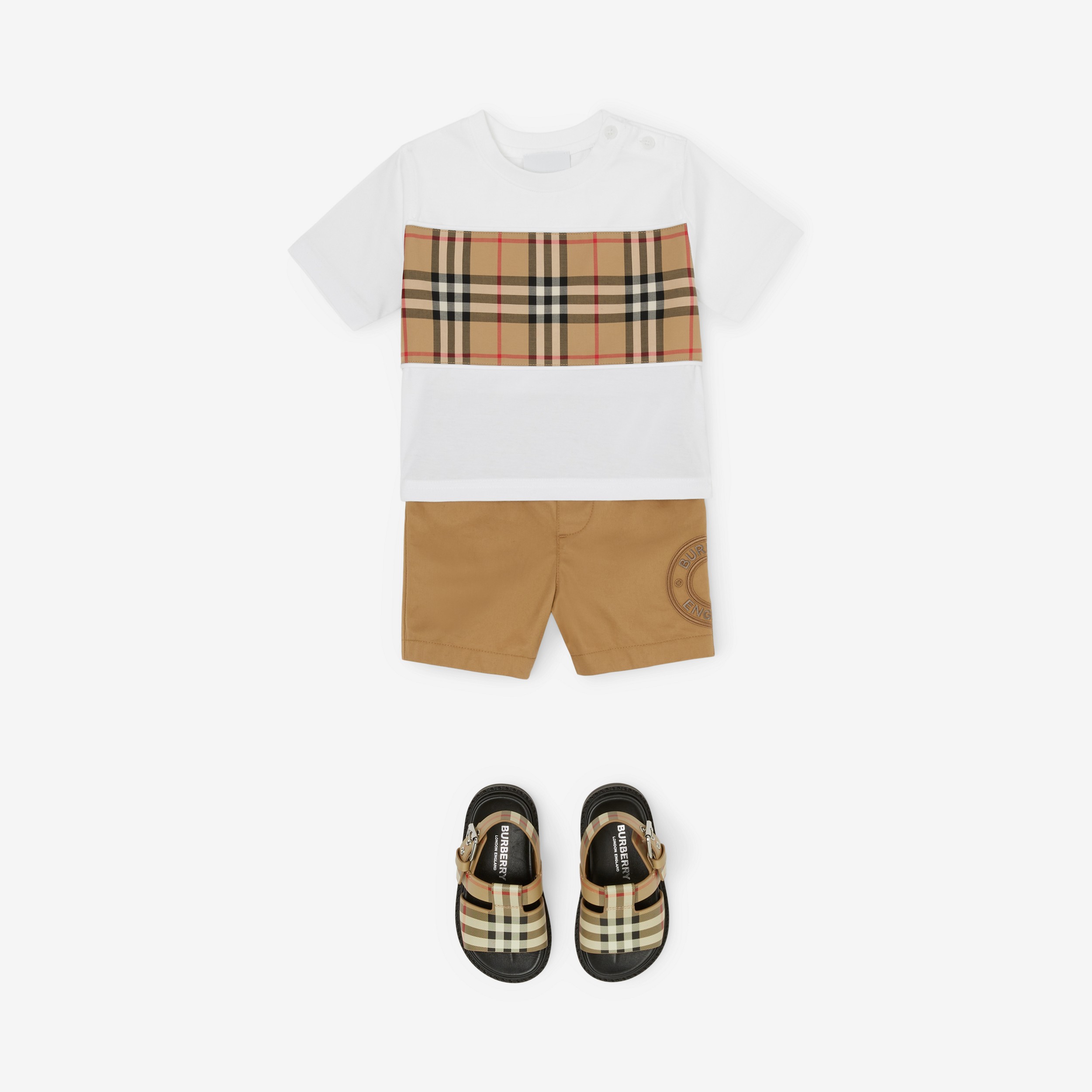 Vintage Check Panel Cotton T-shirt in White - Children | Burberry® Official - 4