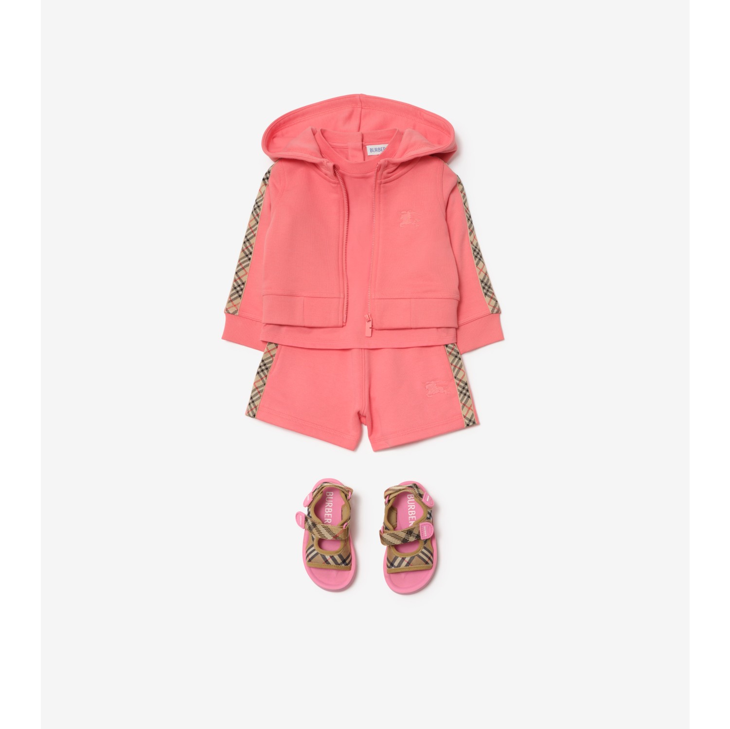 Hoodie zippé en coton avec Check