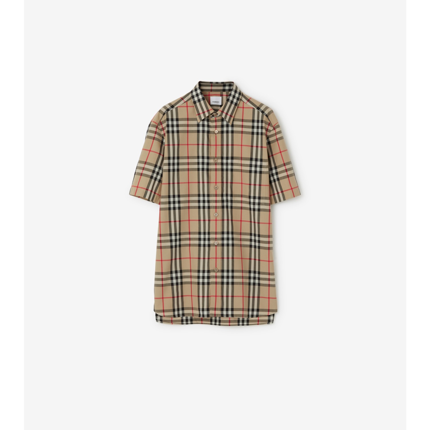 チェック コットンシャツ (アーカイブベージュ) - メンズ, コットン | Burberry®公式サイト