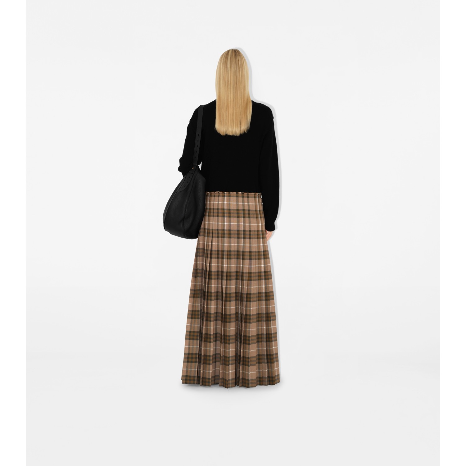 Check Wool Blend Maxi Kilt