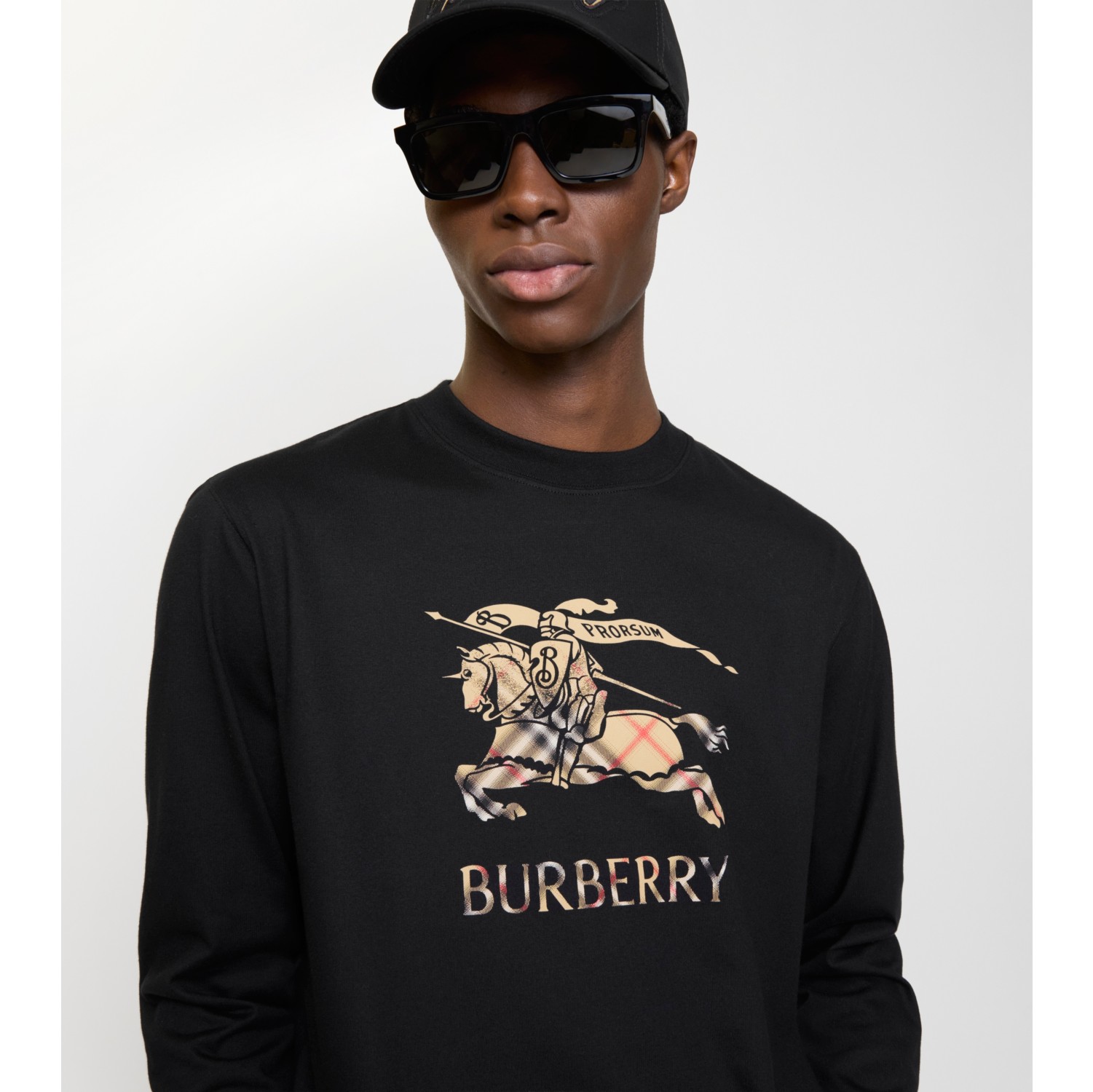Long-sleeve Knight Ombré Cotton T-shirt in Black - Men | Burberry® Official