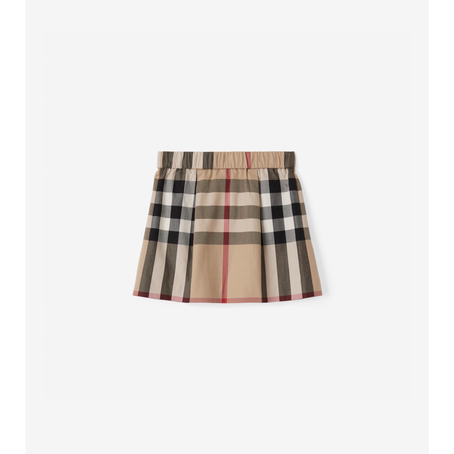 Exaggerated Check Pleated Cotton Skirt in Archive Beige - Children |  Burberry® Official